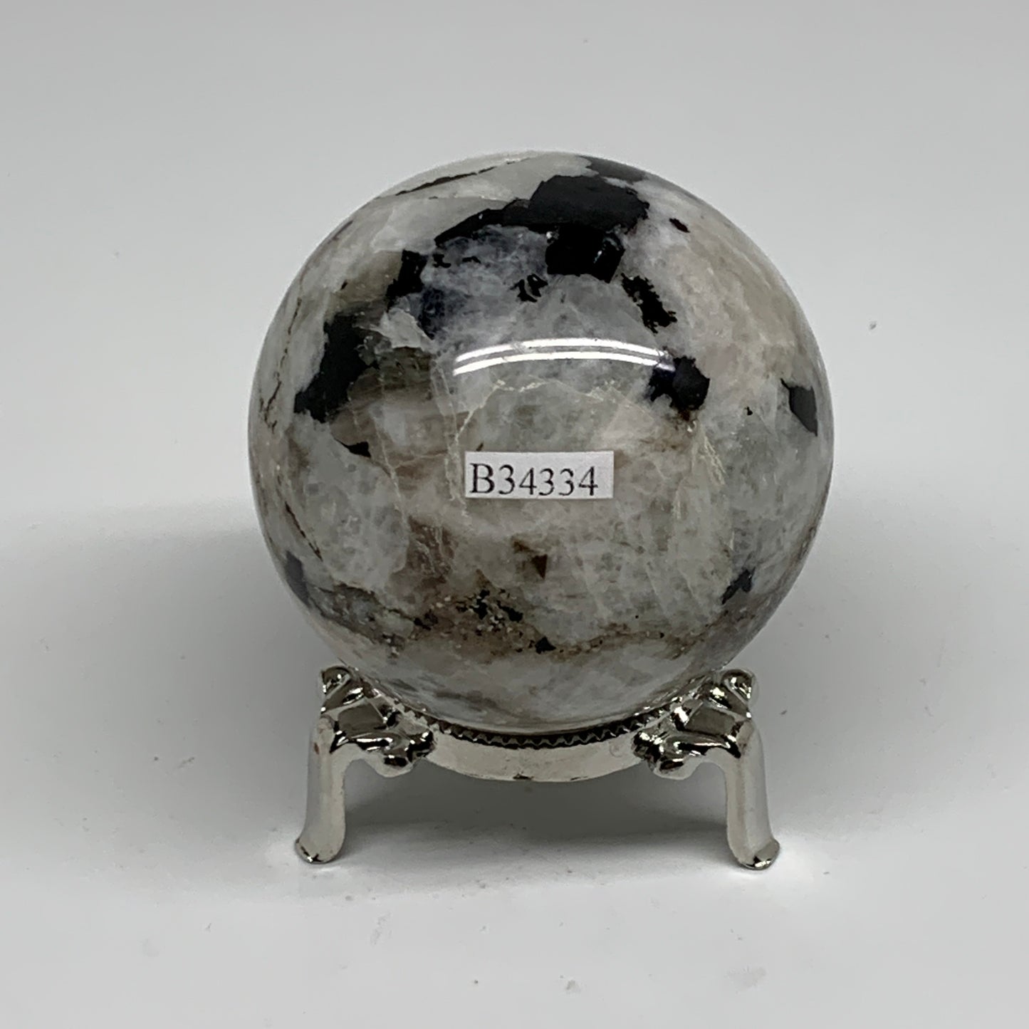 343.6g, 2.5"(63mm), Natural Rainbow Moonstone Sphere Ball Gemstone, B34334