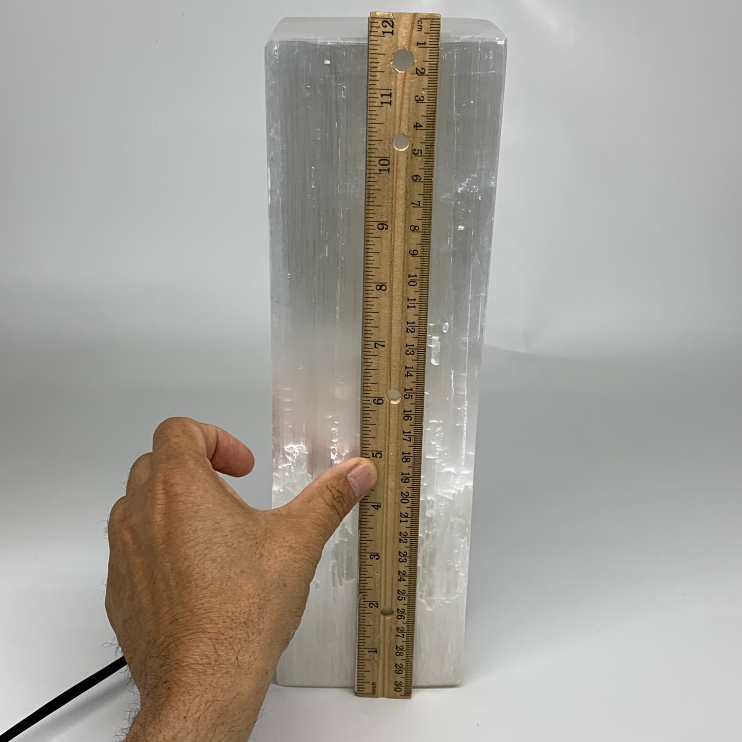 10.4 lbs. 11.75"x3.5", Rectangle Selenite (Satin Spar) Lamp, w/6ft Chord, B35791