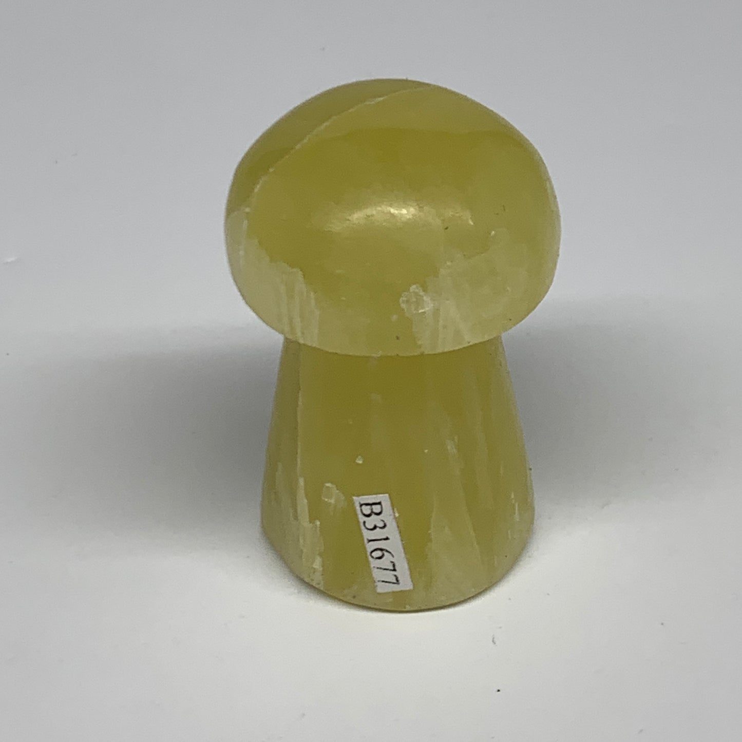 128.5g, 2.3"x1.3" Natural Lemon Calcite Mushroom Gemstone @Pakistan, B31677