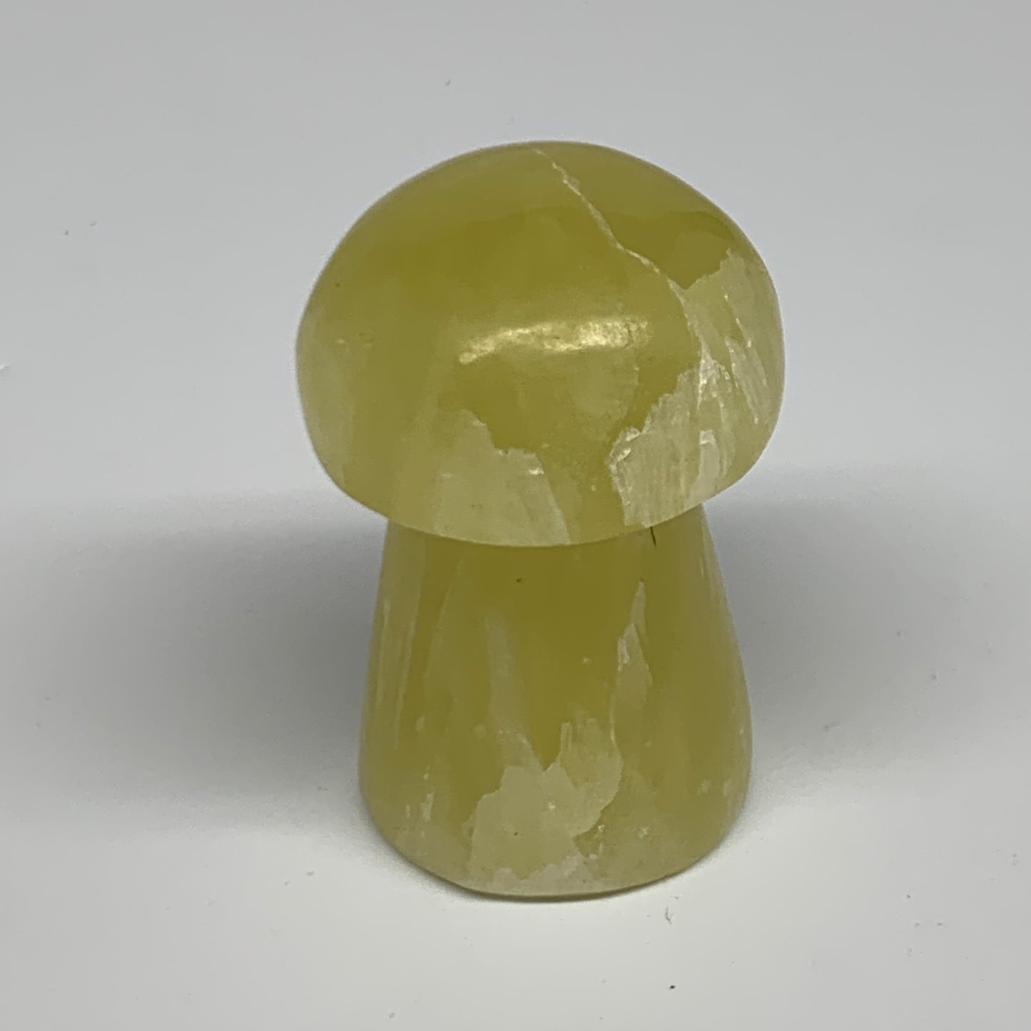 128.5g, 2.3"x1.3" Natural Lemon Calcite Mushroom Gemstone @Pakistan, B31677