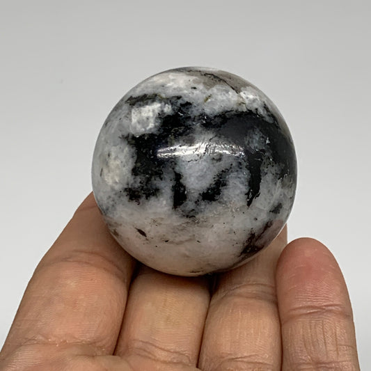 112.5g, 1.7"(42mm), Natural Rainbow Moonstone Sphere Ball Gemstone, B35124