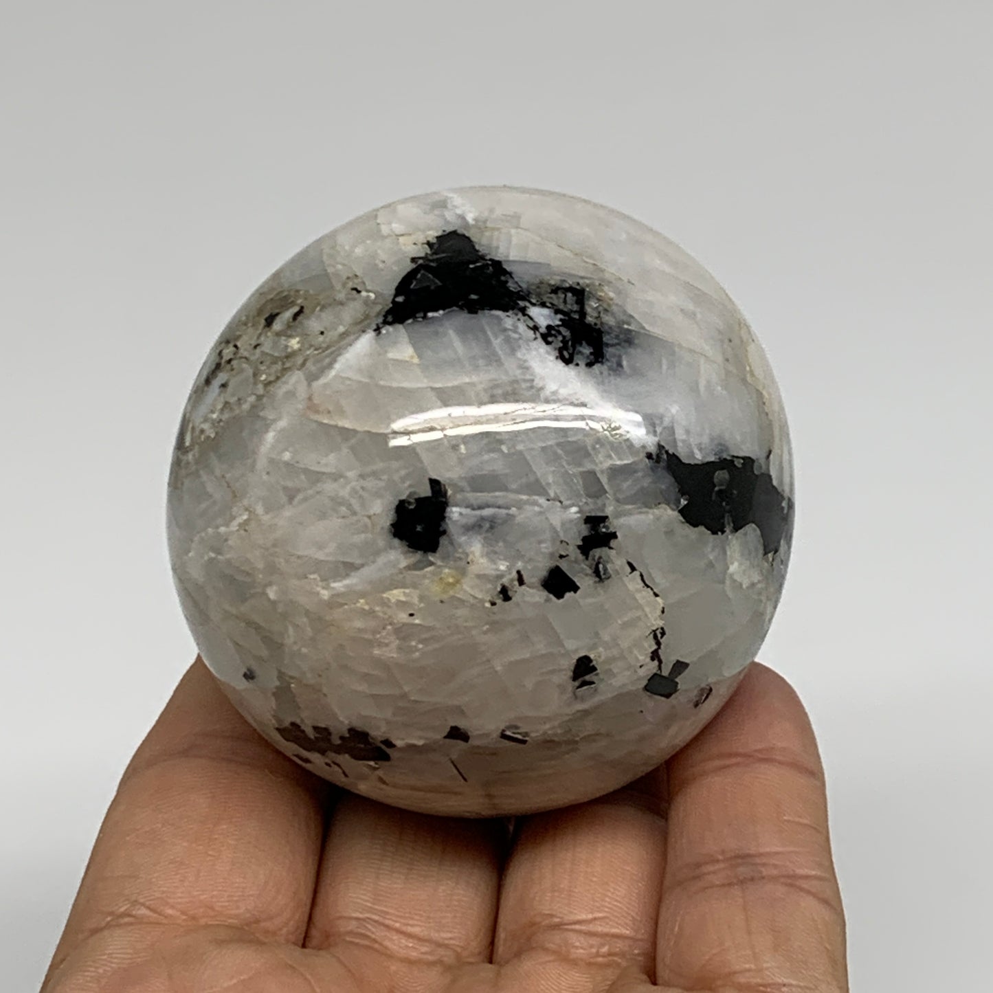 267.8g, 2.3"(58mm), Natural Rainbow Moonstone Sphere Ball Gemstone, B34335