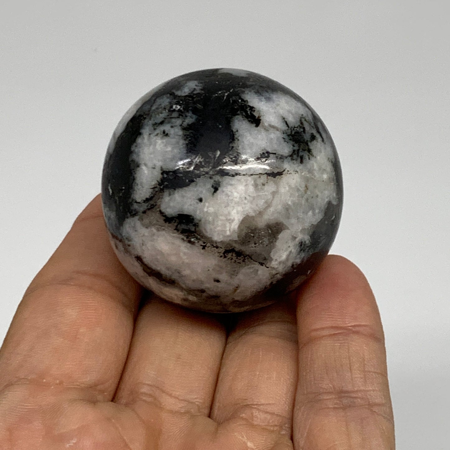 112.5g, 1.7"(42mm), Natural Rainbow Moonstone Sphere Ball Gemstone, B35124