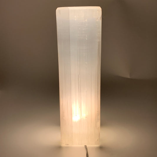 11.3 lbs. 11.75"x3.5", Rectangle Selenite (Satin Spar) Lamp, w/6ft Chord, B35792