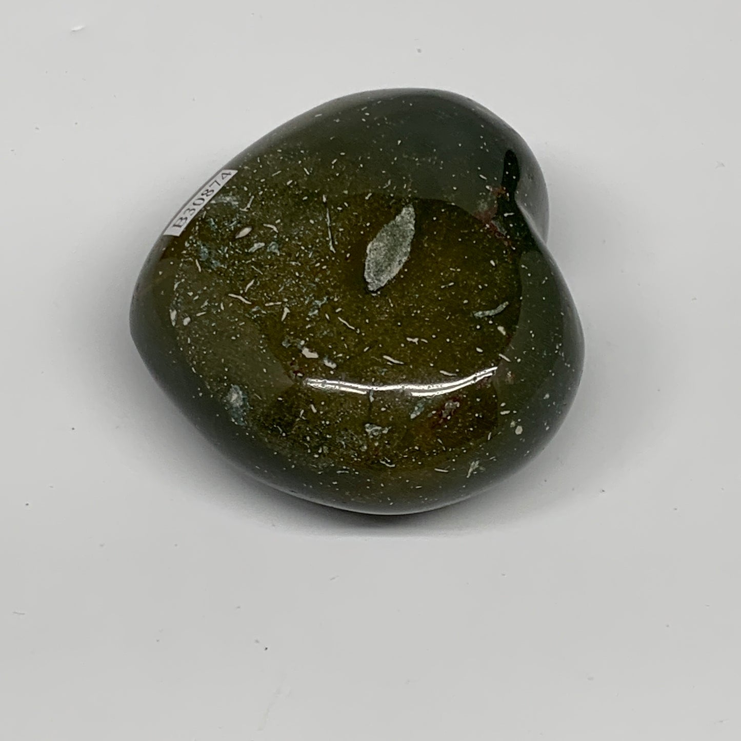 0.50 lbs, 2.5"x2.8"x1.4" Ocean Jasper Heart Polished Healing Crystal, B30874