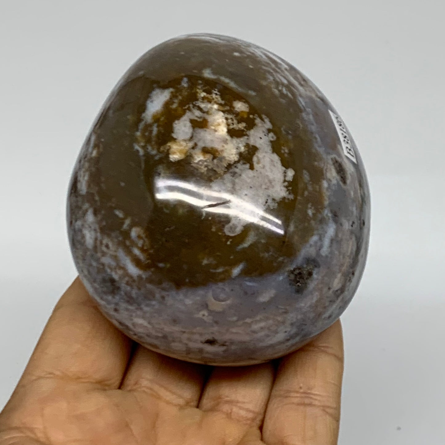 379.9g, 3.2"x2.7"x1.9" Natural Ocean Jasper Palm-Stone Orbicular Jasper, B38186