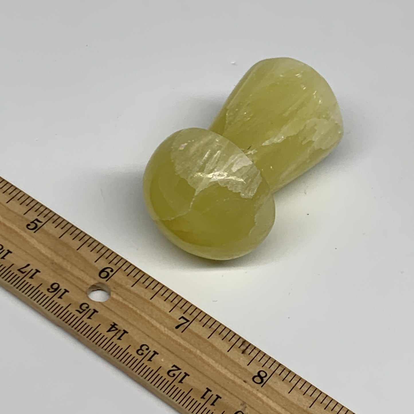 128.5g, 2.3"x1.3" Natural Lemon Calcite Mushroom Gemstone @Pakistan, B31677