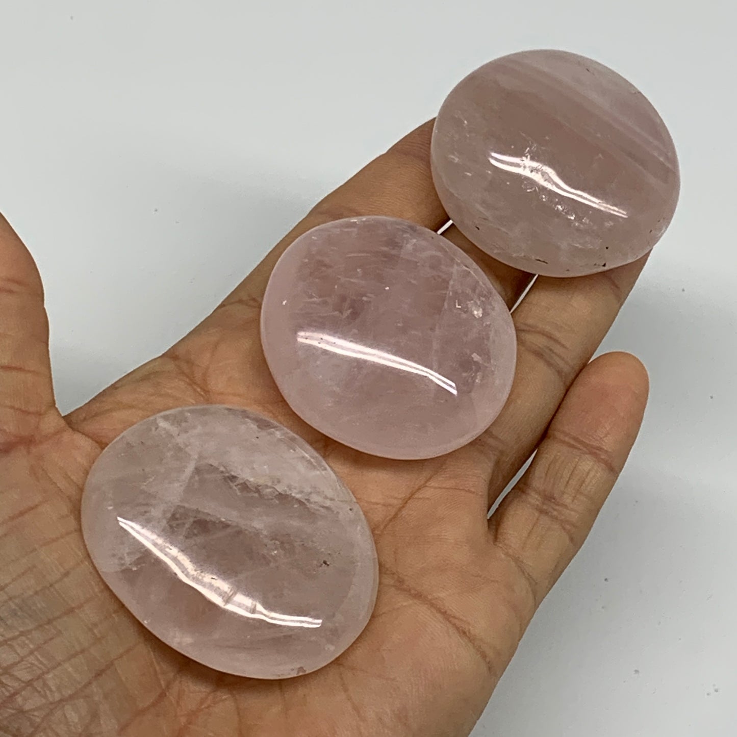 160g , 1.8"-2", 3pcs, Natural Pink Rose Quartz Palm-stone Crystal, B37243