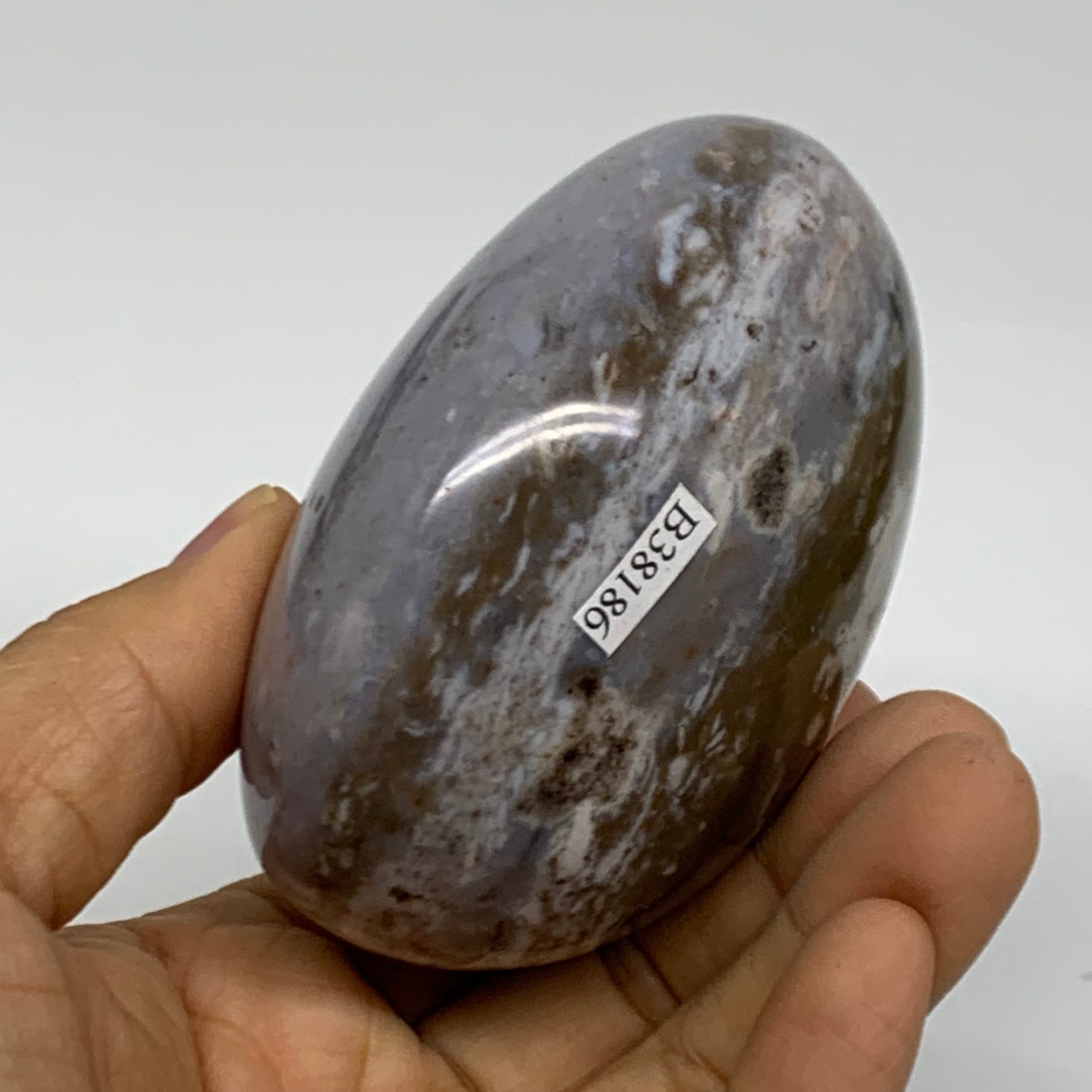 379.9g, 3.2"x2.7"x1.9" Natural Ocean Jasper Palm-Stone Orbicular Jasper, B38186