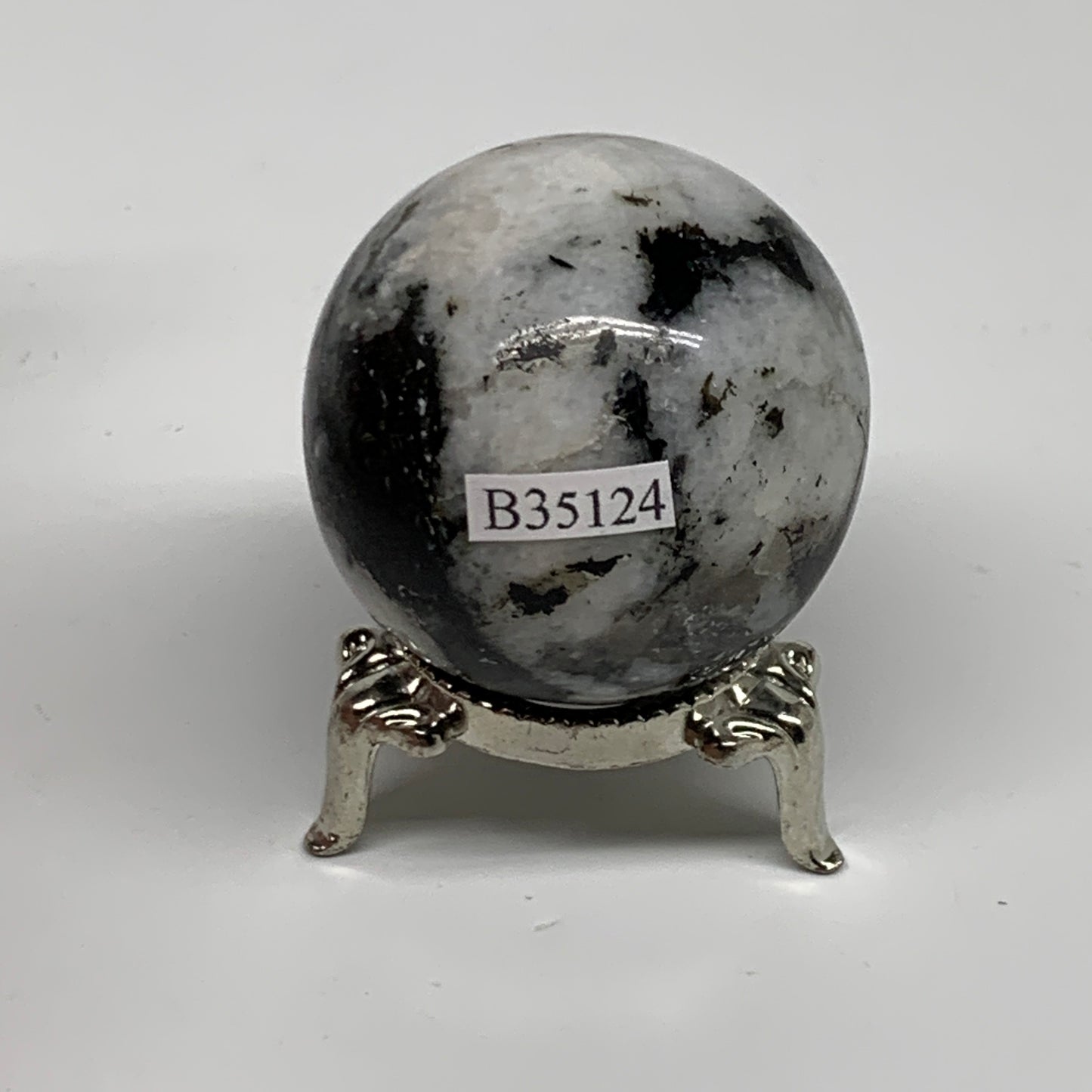 112.5g, 1.7"(42mm), Natural Rainbow Moonstone Sphere Ball Gemstone, B35124