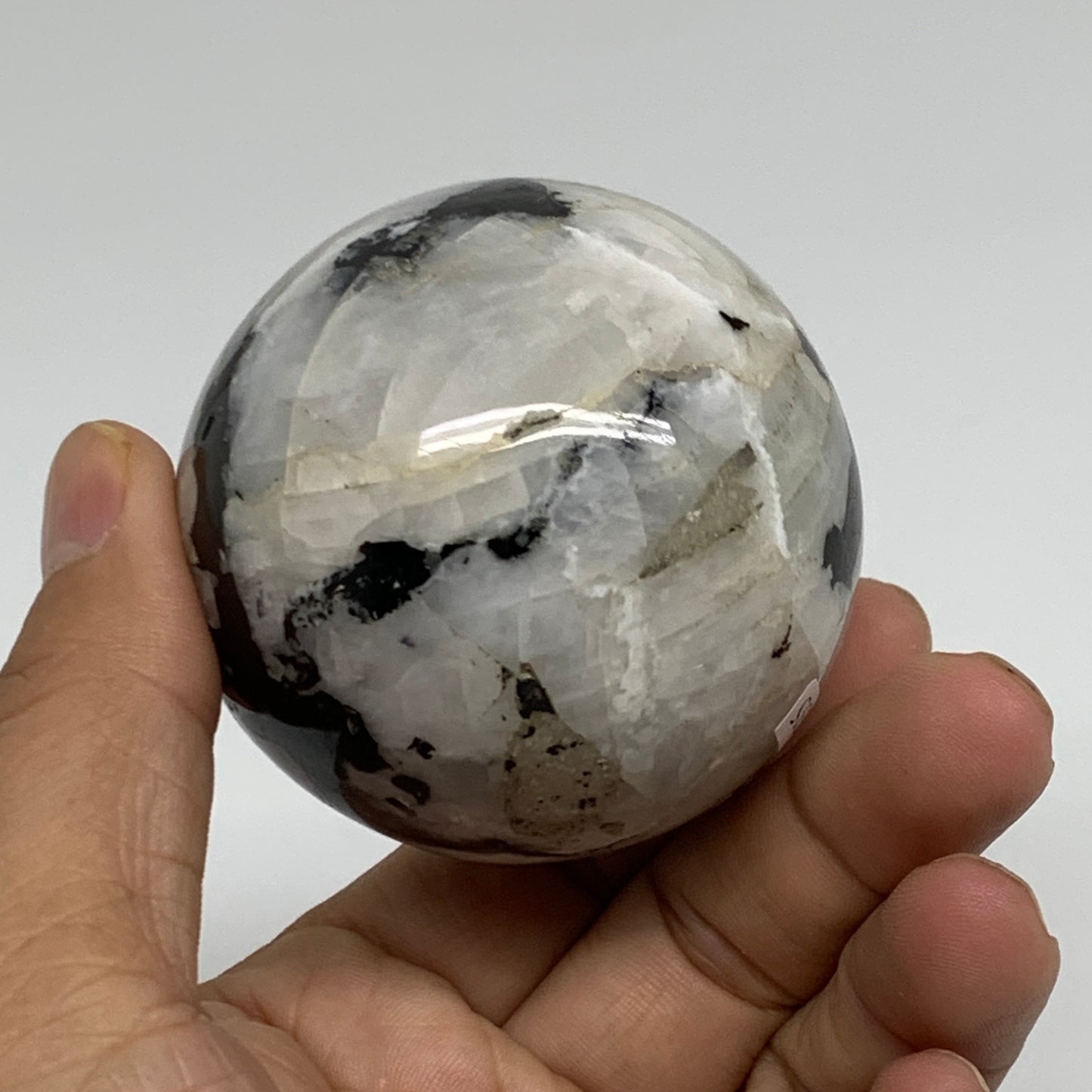 267.8g, 2.3"(58mm), Natural Rainbow Moonstone Sphere Ball Gemstone, B34335