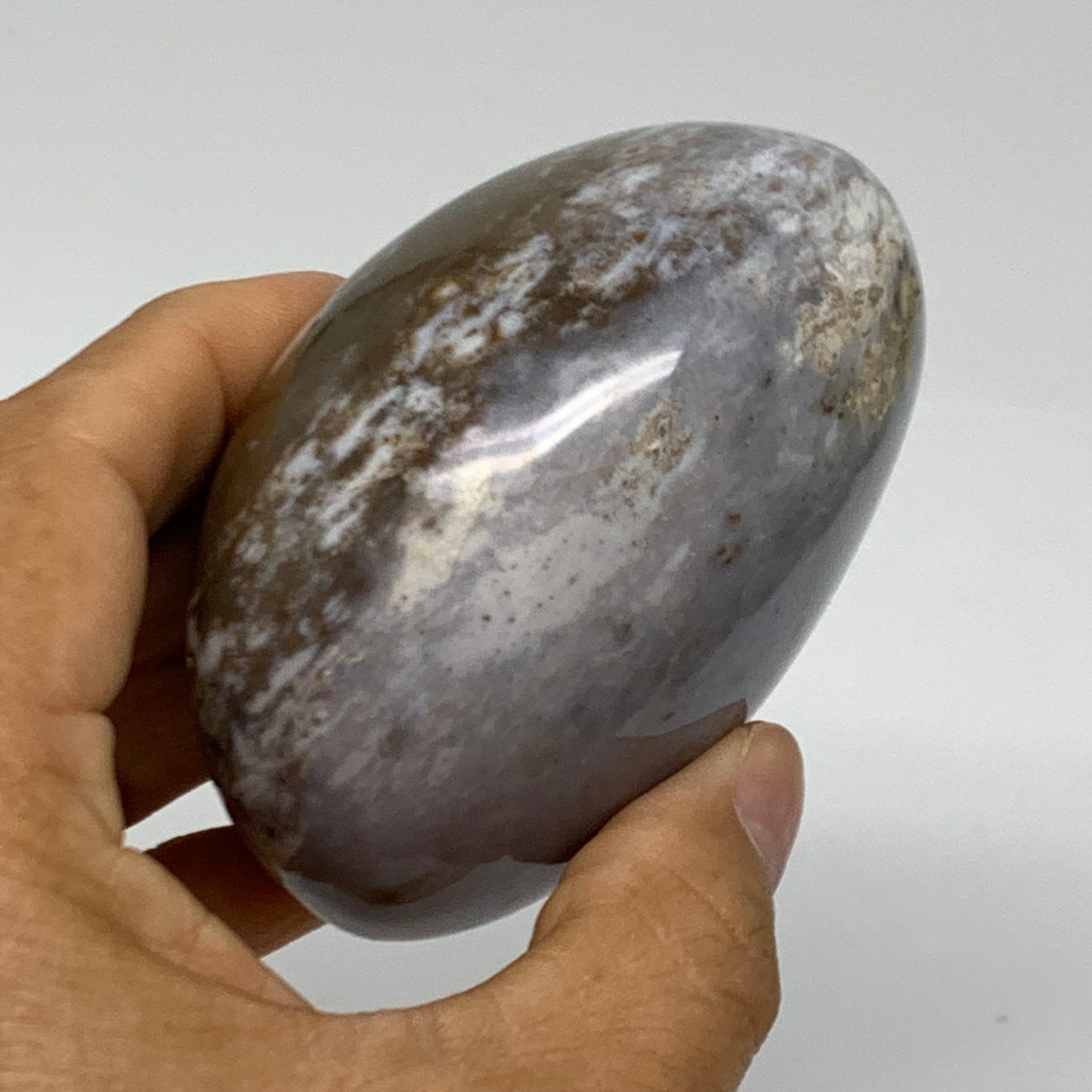 379.9g, 3.2"x2.7"x1.9" Natural Ocean Jasper Palm-Stone Orbicular Jasper, B38186