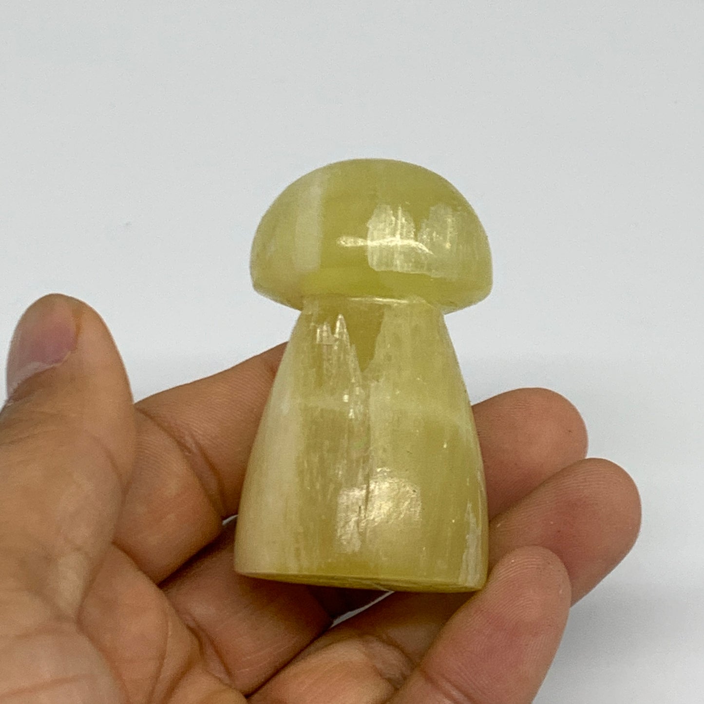 94.9g, 2.1"x1.2" Natural Lemon Calcite Mushroom Gemstone @Pakistan, B31676