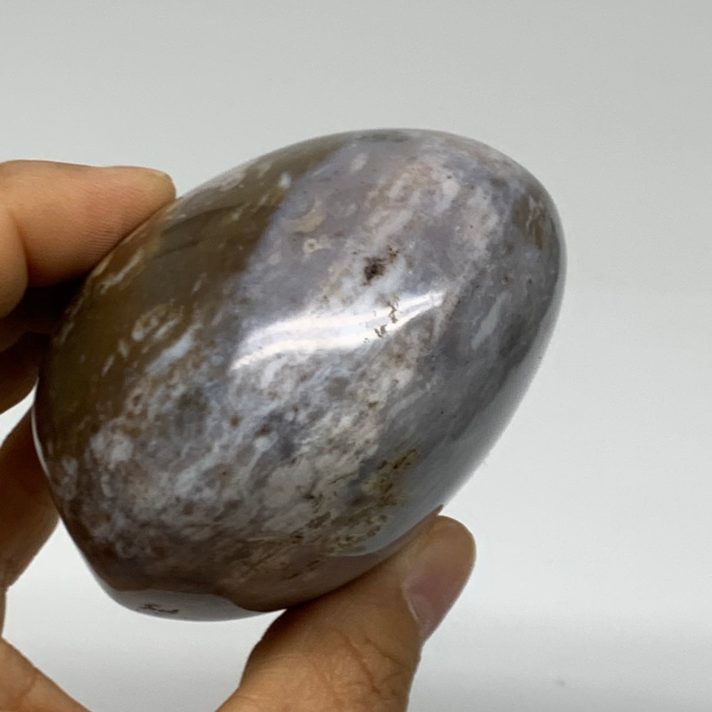 379.9g, 3.2"x2.7"x1.9" Natural Ocean Jasper Palm-Stone Orbicular Jasper, B38186