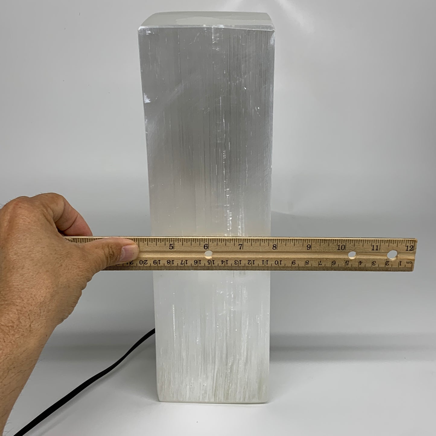 11.3 lbs. 11.75"x3.5", Rectangle Selenite (Satin Spar) Lamp, w/6ft Chord, B35792