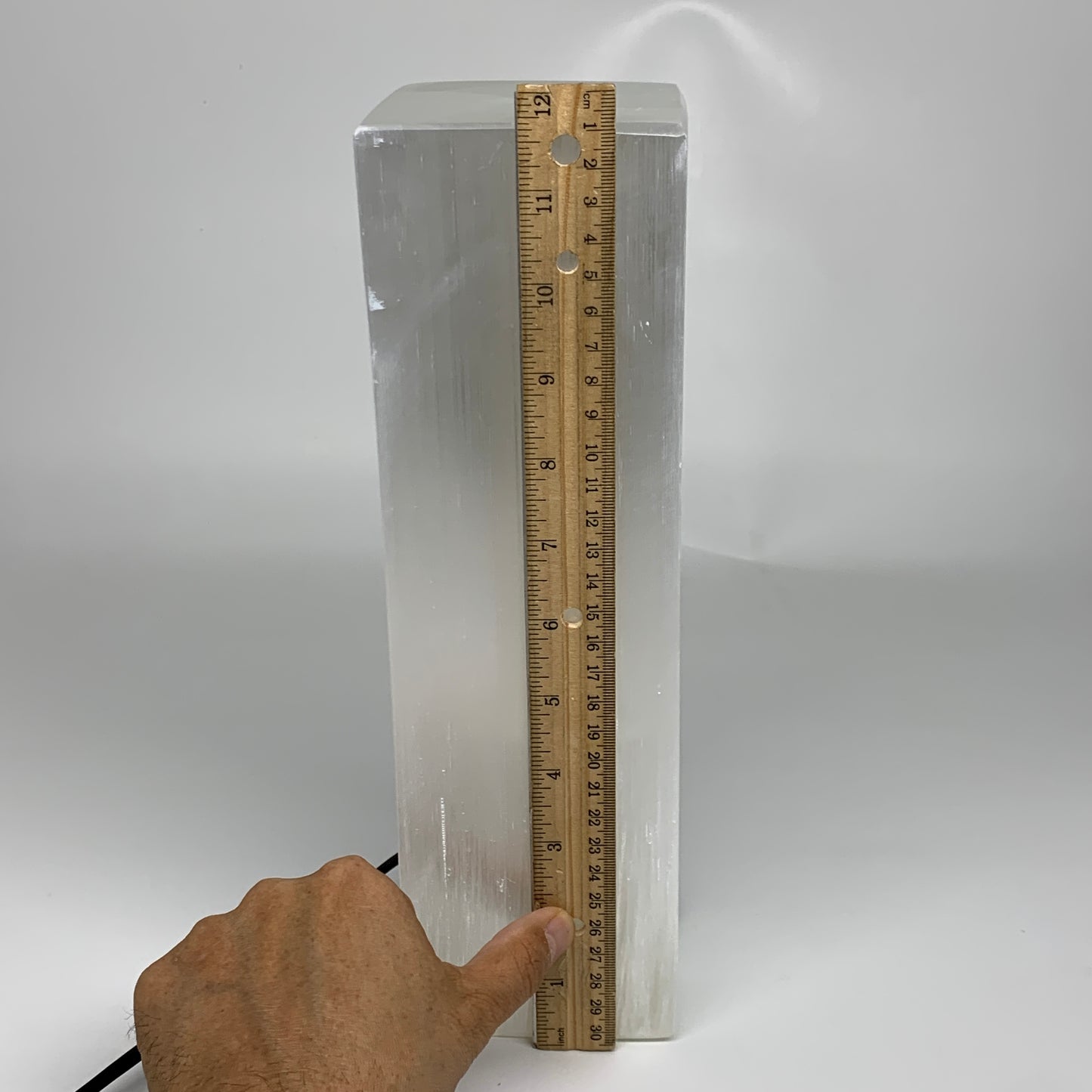 11.3 lbs. 11.75"x3.5", Rectangle Selenite (Satin Spar) Lamp, w/6ft Chord, B35792