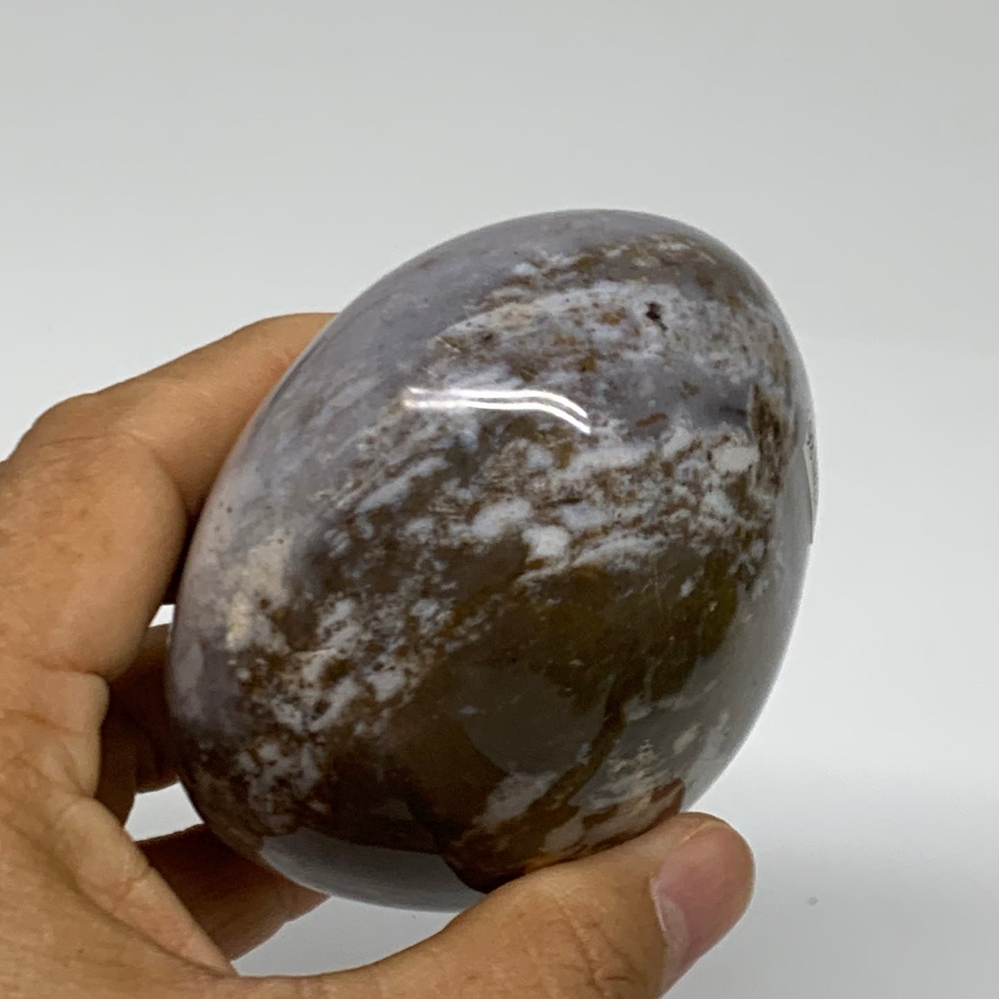 379.9g, 3.2"x2.7"x1.9" Natural Ocean Jasper Palm-Stone Orbicular Jasper, B38186