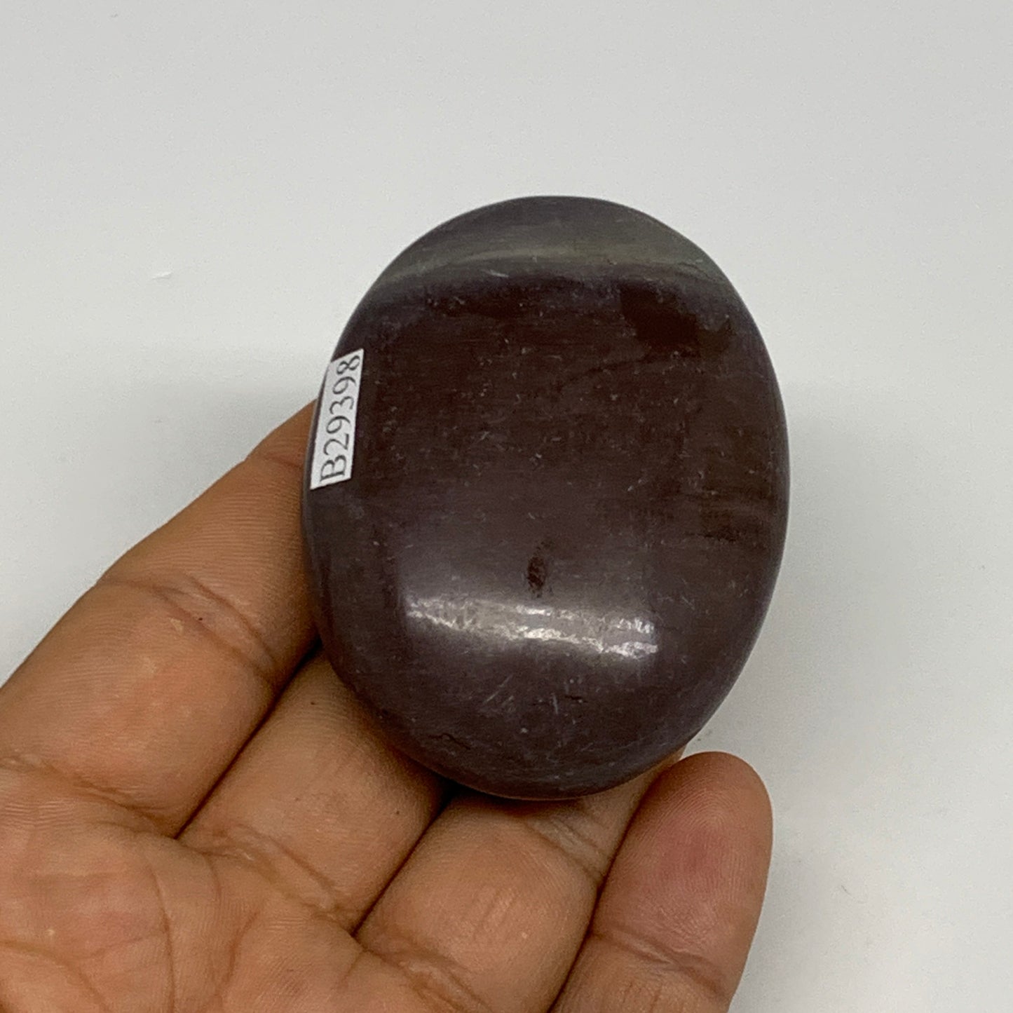 88.3g, 2.4"x1.8"x0.9", Narmada Shiva Lingam Palm-Stone Polished, B29398