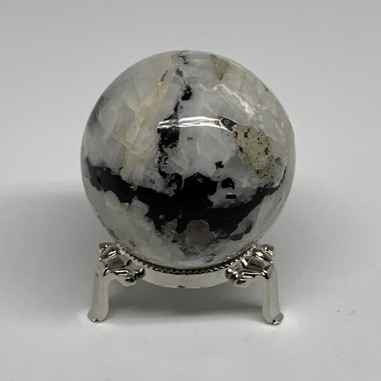 267.8g, 2.3"(58mm), Natural Rainbow Moonstone Sphere Ball Gemstone, B34335