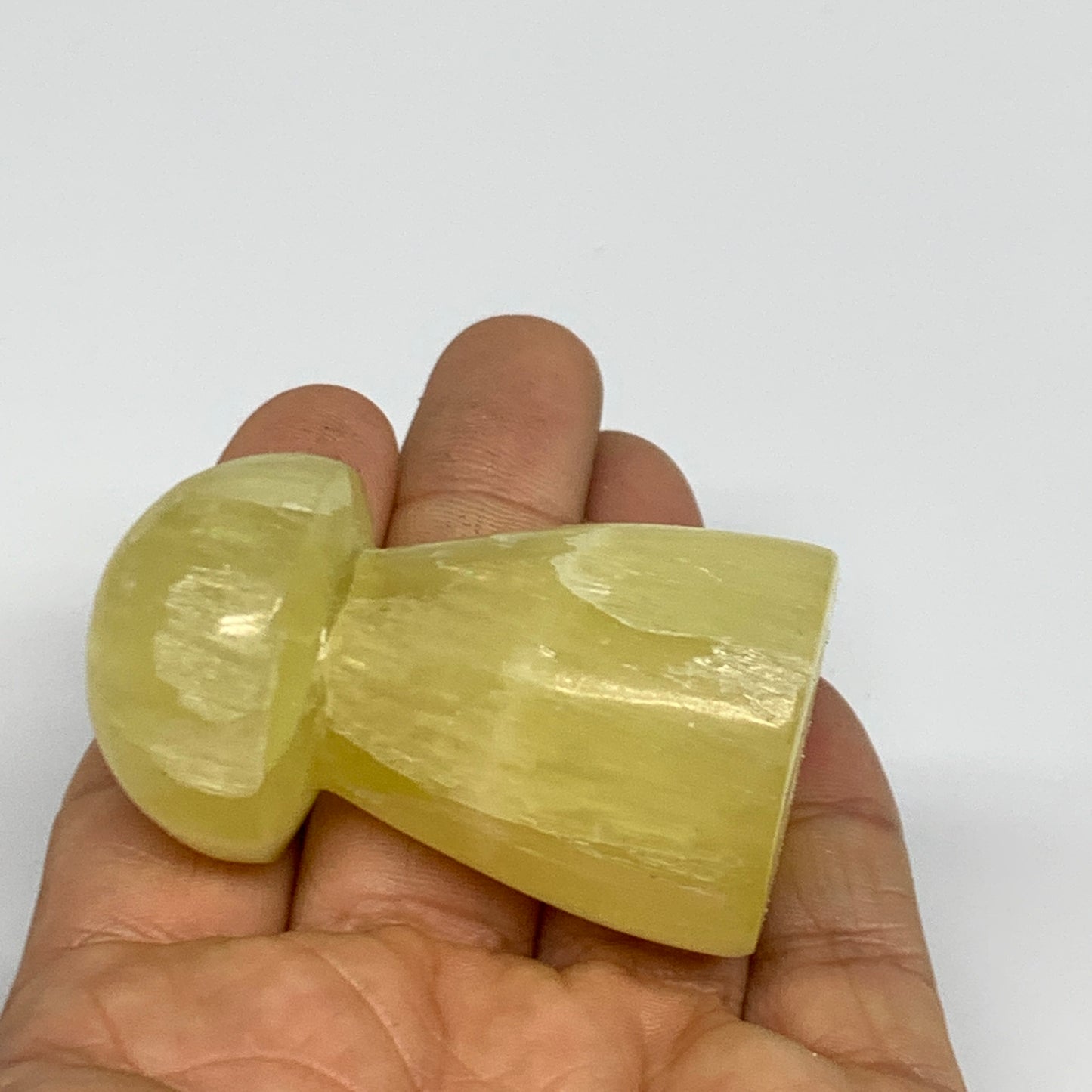 94.9g, 2.1"x1.2" Natural Lemon Calcite Mushroom Gemstone @Pakistan, B31676