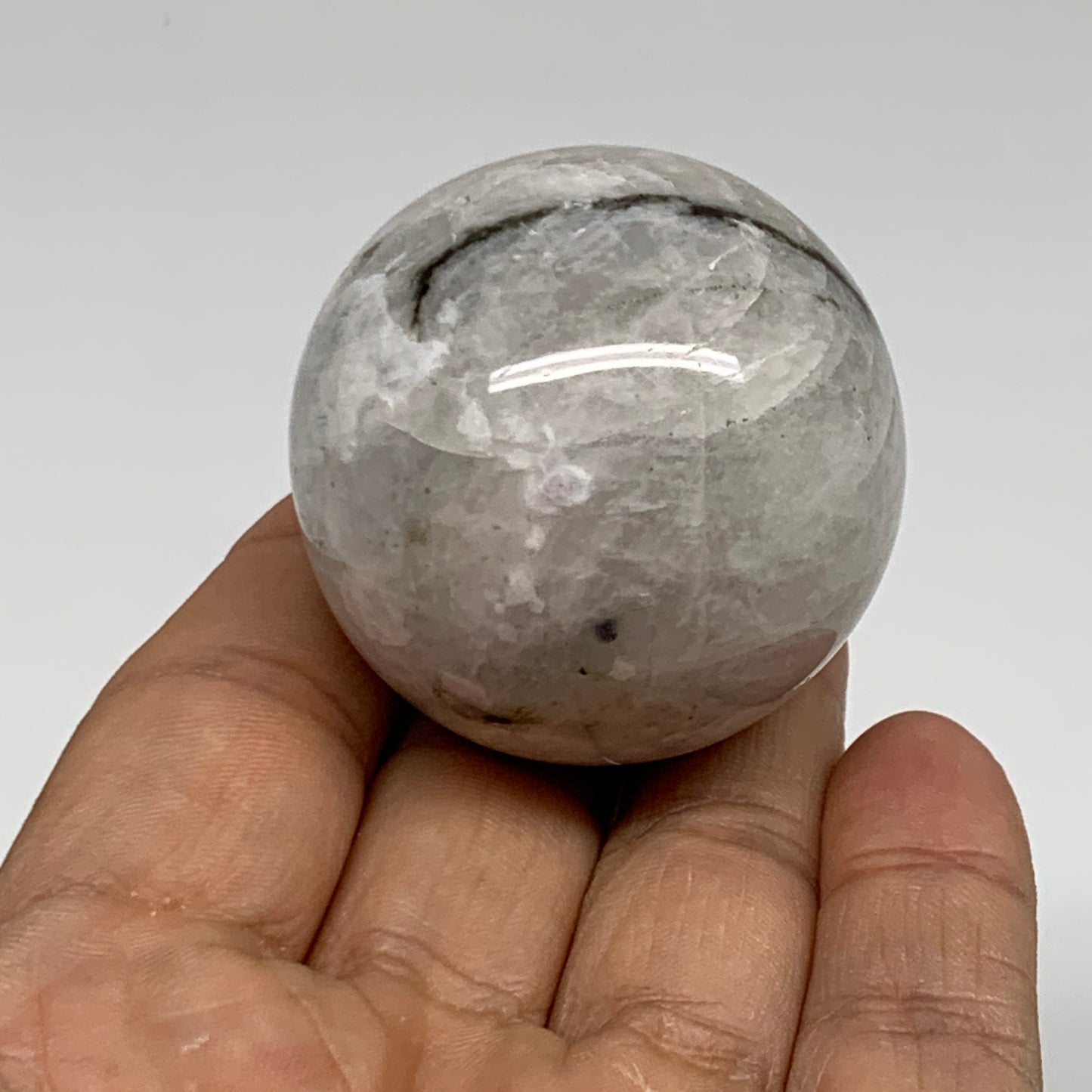 106.1g, 1.7"(43mm), Natural Rainbow Moonstone Sphere Ball Gemstone, B35125