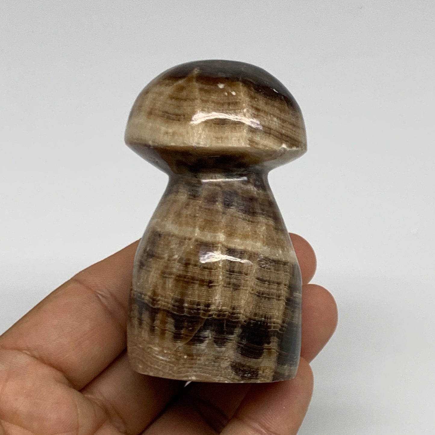 174.4g, 2.8"x1.5" Natural Chocolate Calcite Mushroom Gemstone @Pakistan, B30166