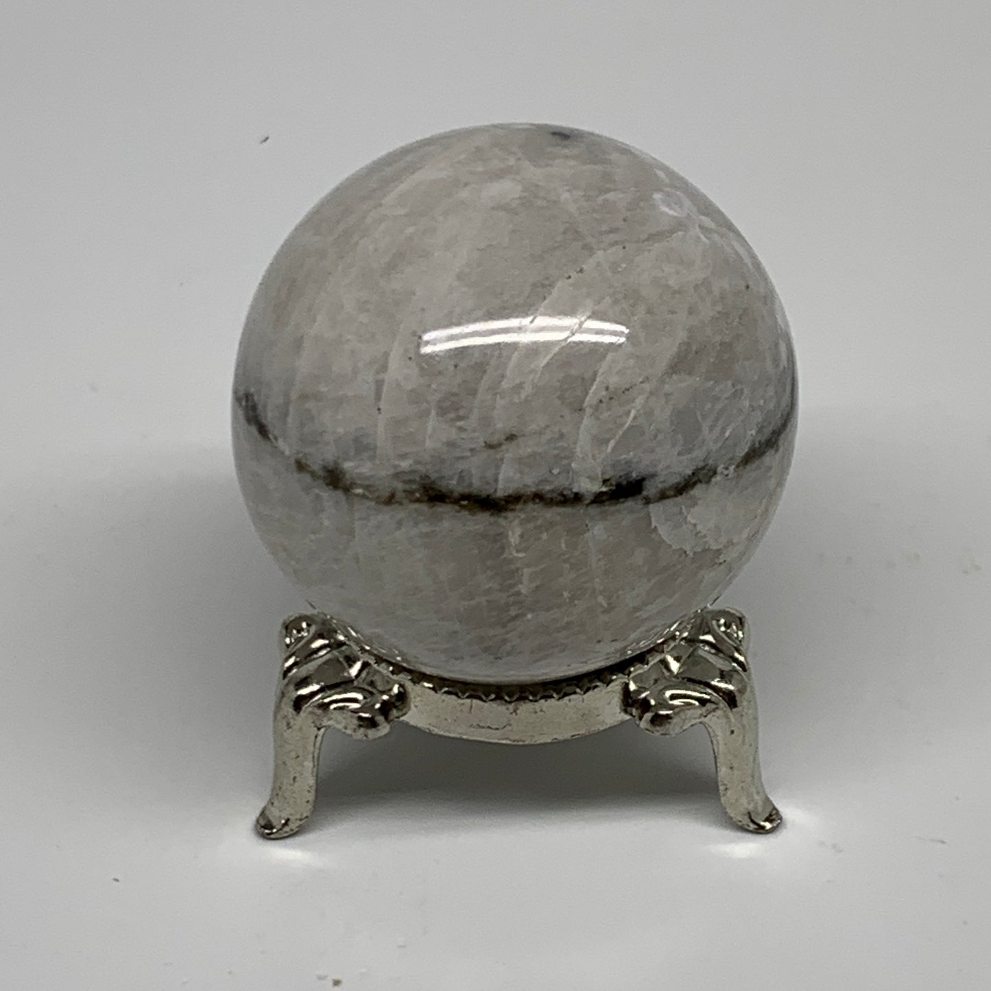 106.1g, 1.7"(43mm), Natural Rainbow Moonstone Sphere Ball Gemstone, B35125