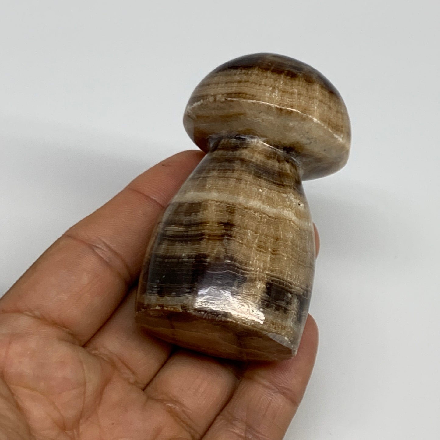 174.4g, 2.8"x1.5" Natural Chocolate Calcite Mushroom Gemstone @Pakistan, B30166