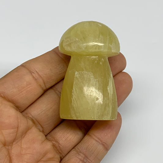 87.6g, 2"x1.2" Natural Lemon Calcite Mushroom Gemstone @Pakistan, B31675