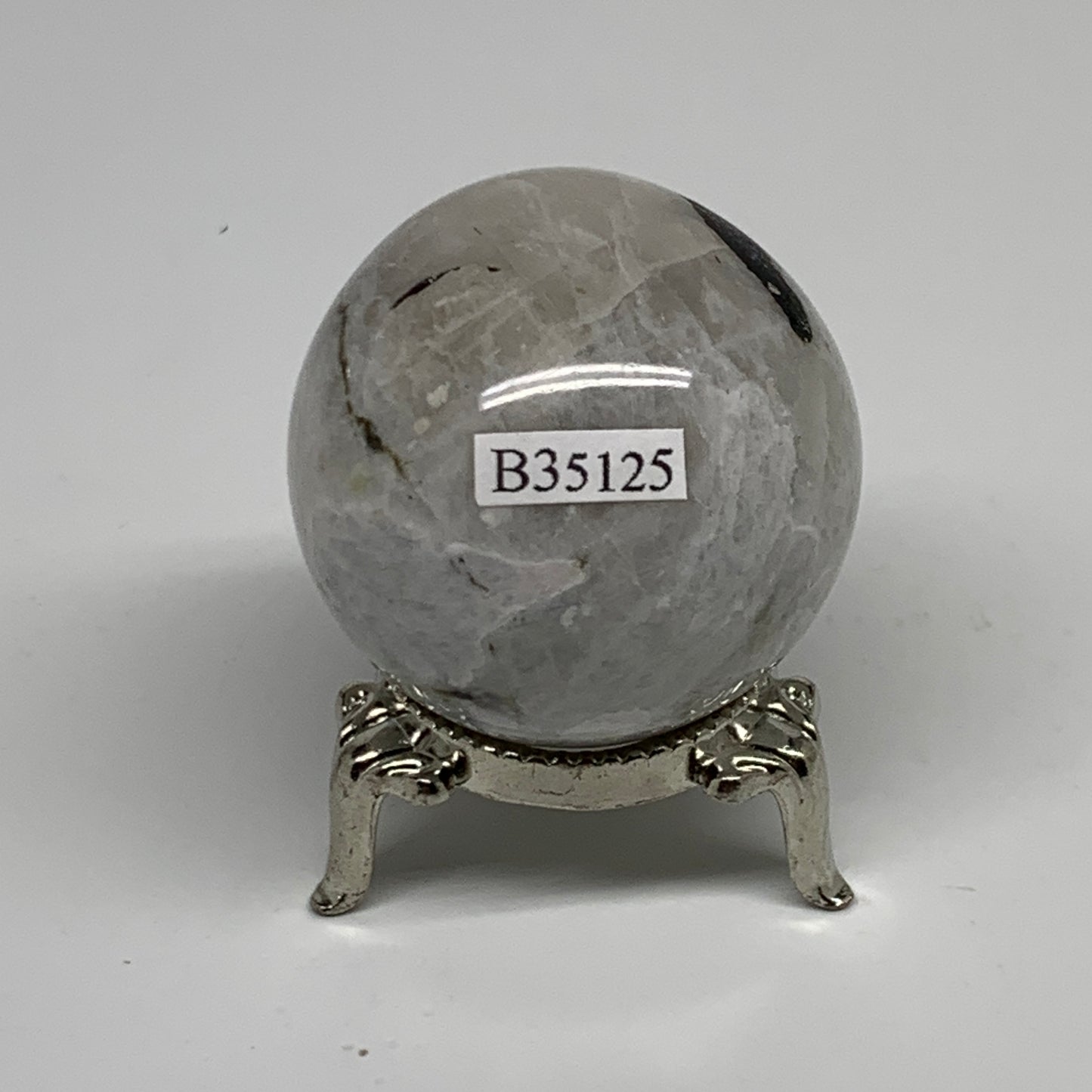 106.1g, 1.7"(43mm), Natural Rainbow Moonstone Sphere Ball Gemstone, B35125