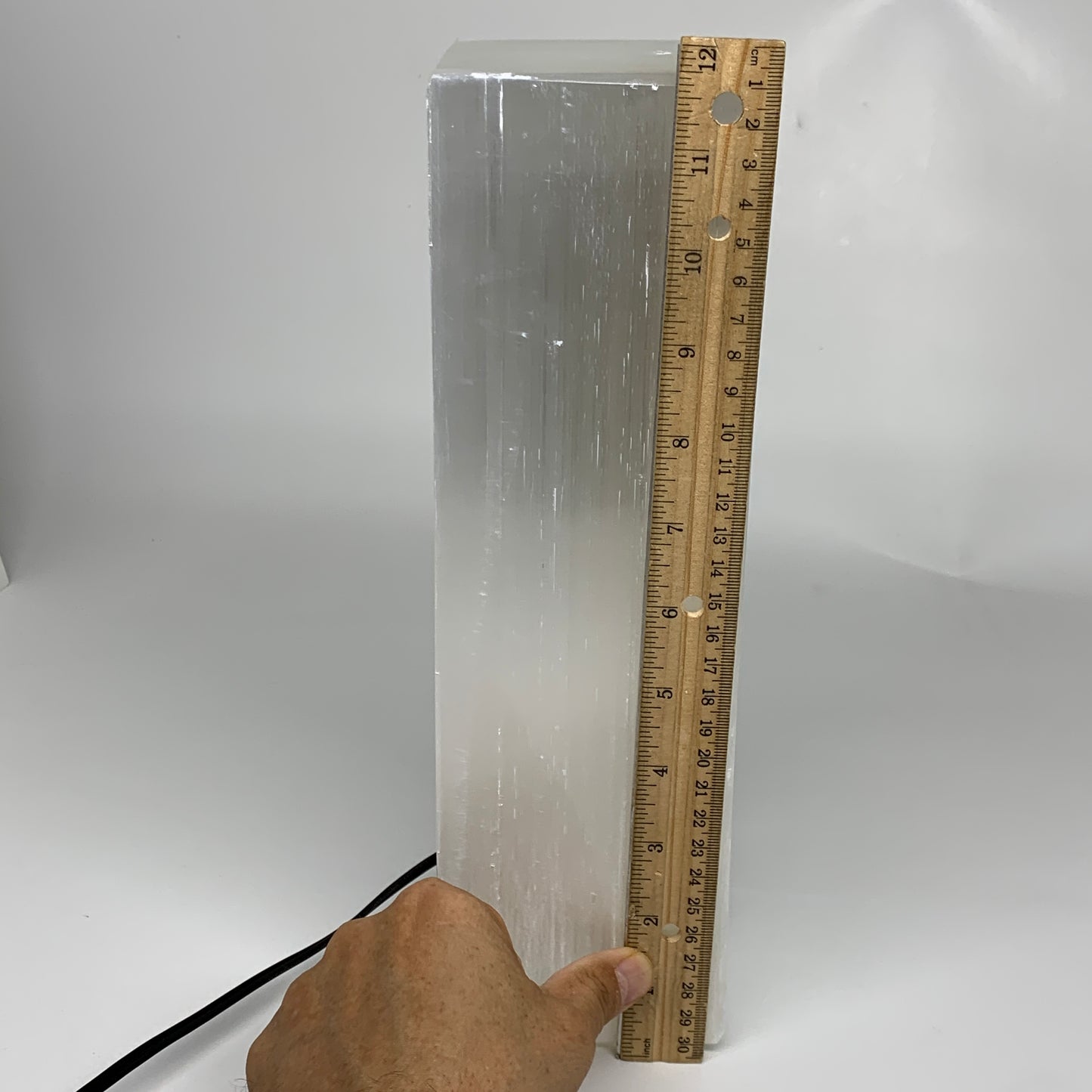 11.2 lbs. 11.75"x3.5", Rectangle Selenite (Satin Spar) Lamp, w/6ft Chord, B35793