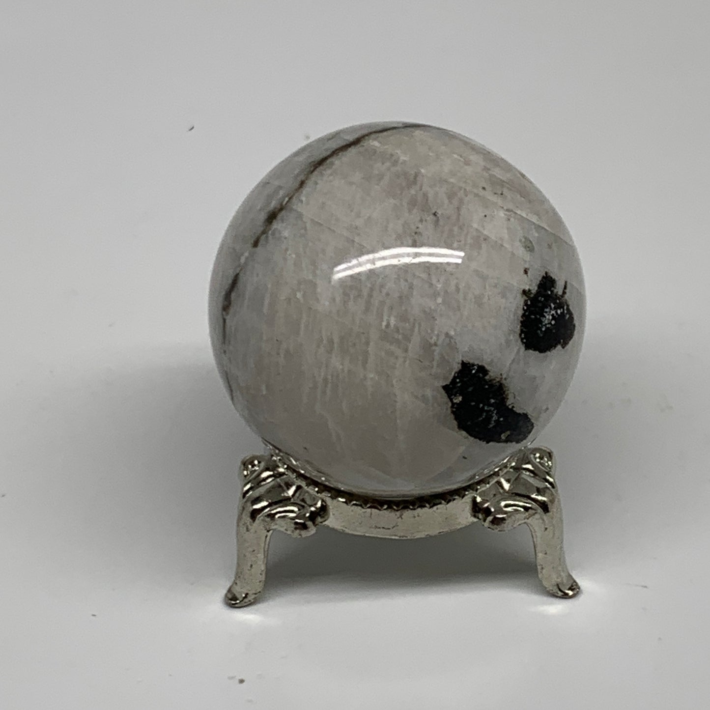 106.1g, 1.7"(43mm), Natural Rainbow Moonstone Sphere Ball Gemstone, B35125