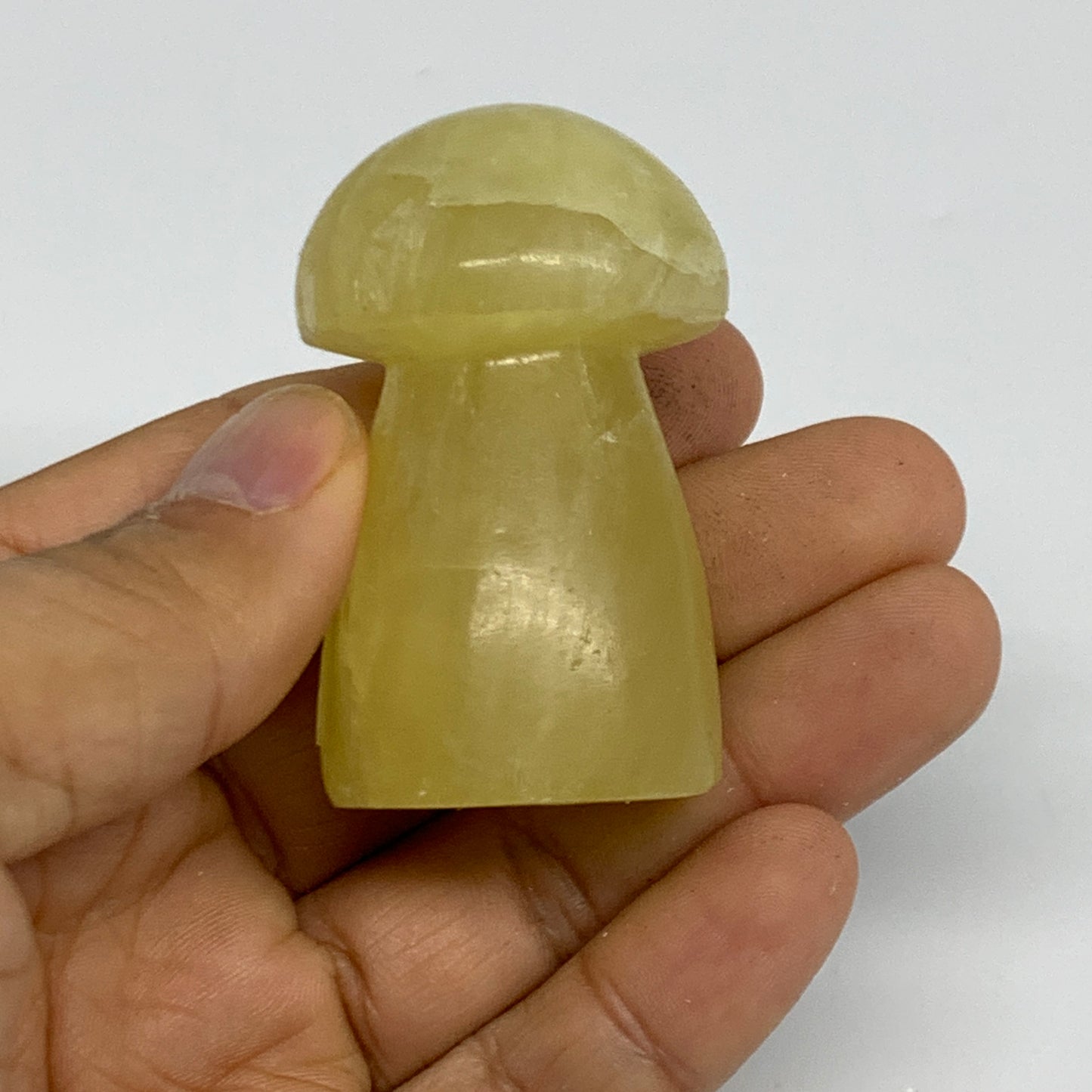 87.6g, 2"x1.2" Natural Lemon Calcite Mushroom Gemstone @Pakistan, B31675