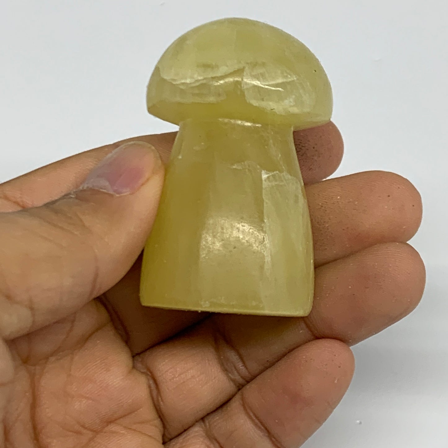 87.6g, 2"x1.2" Natural Lemon Calcite Mushroom Gemstone @Pakistan, B31675