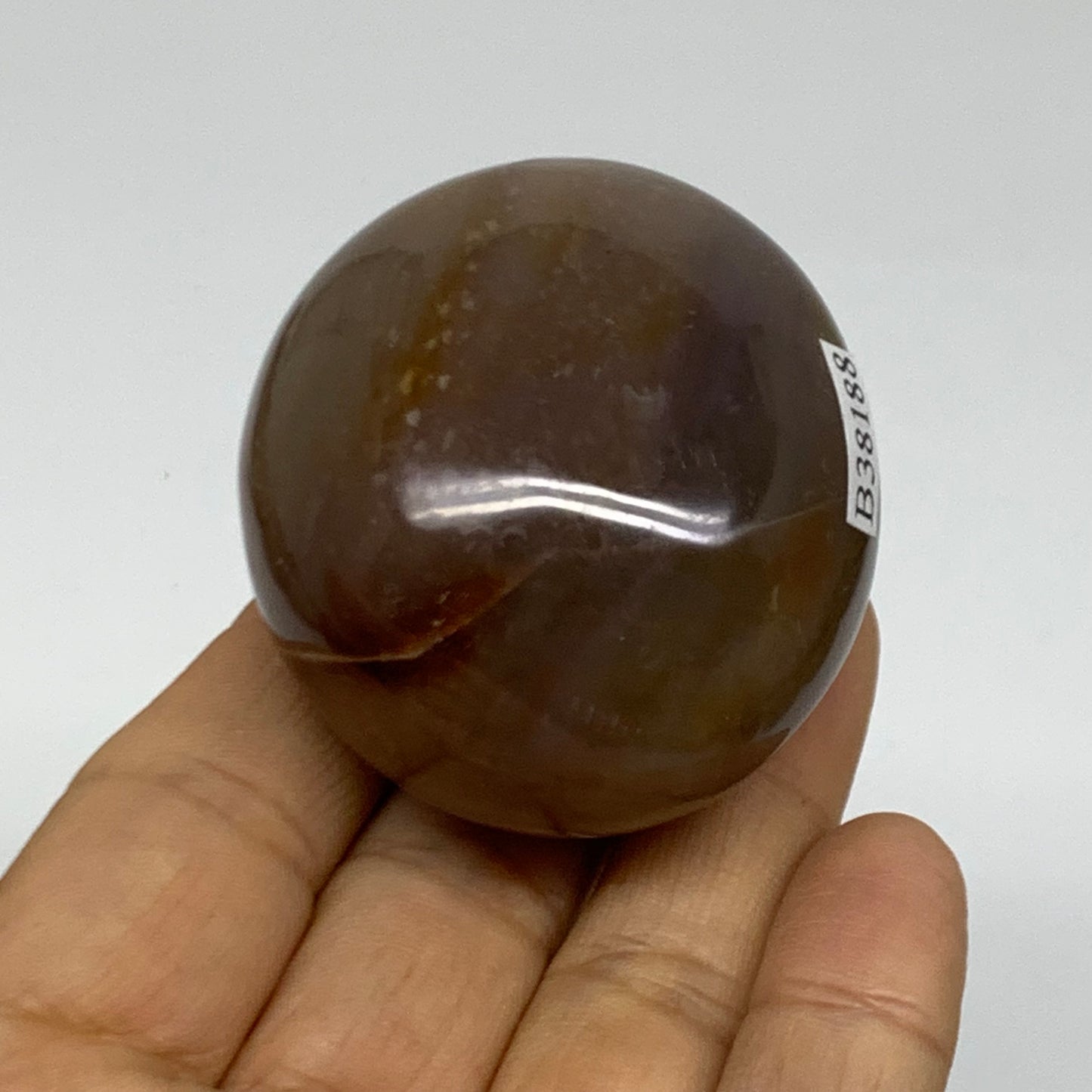 115.7g, 2.1"x1.8"x1.4" Natural Ocean Jasper Palm-Stone Orbicular Jasper, B38188