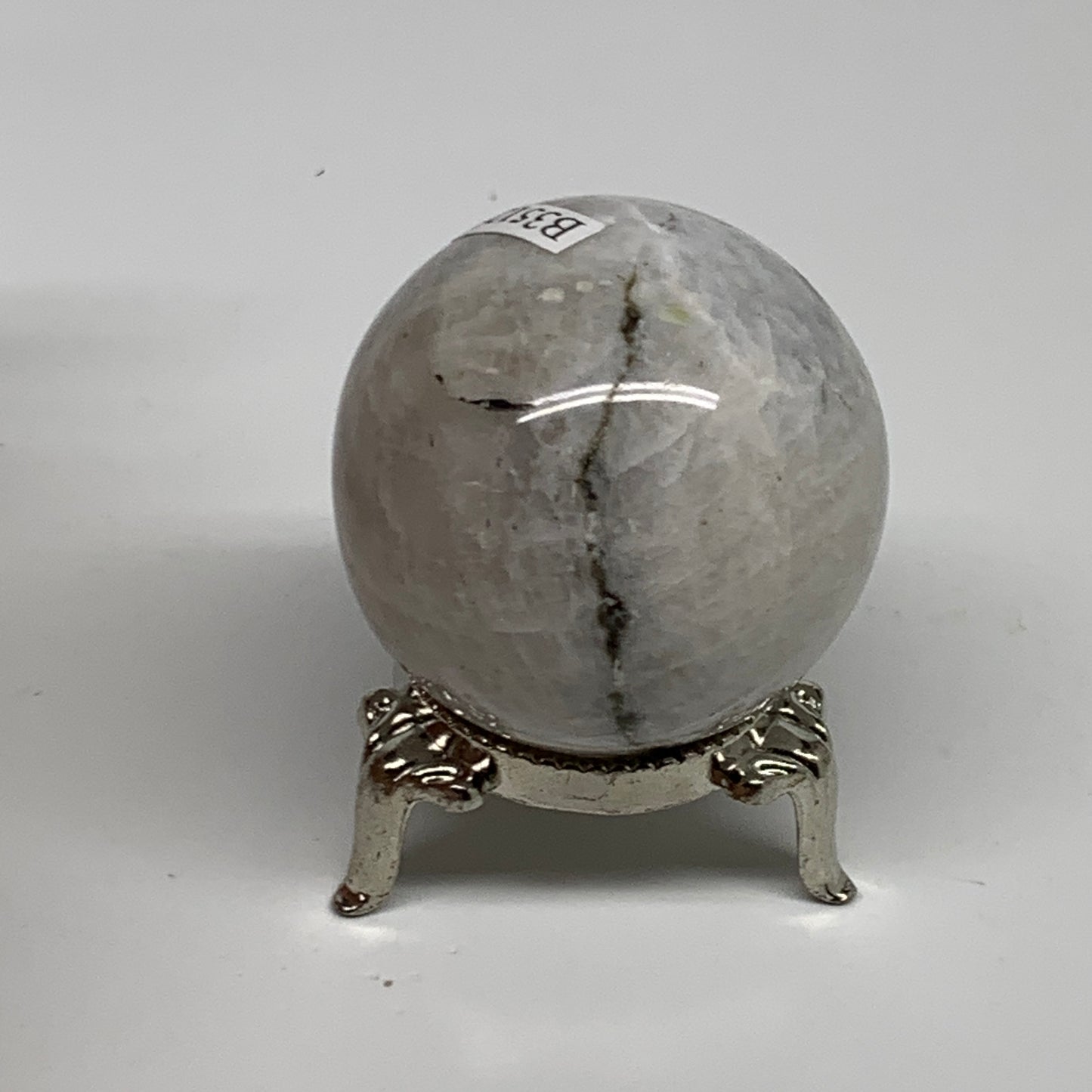 106.1g, 1.7"(43mm), Natural Rainbow Moonstone Sphere Ball Gemstone, B35125