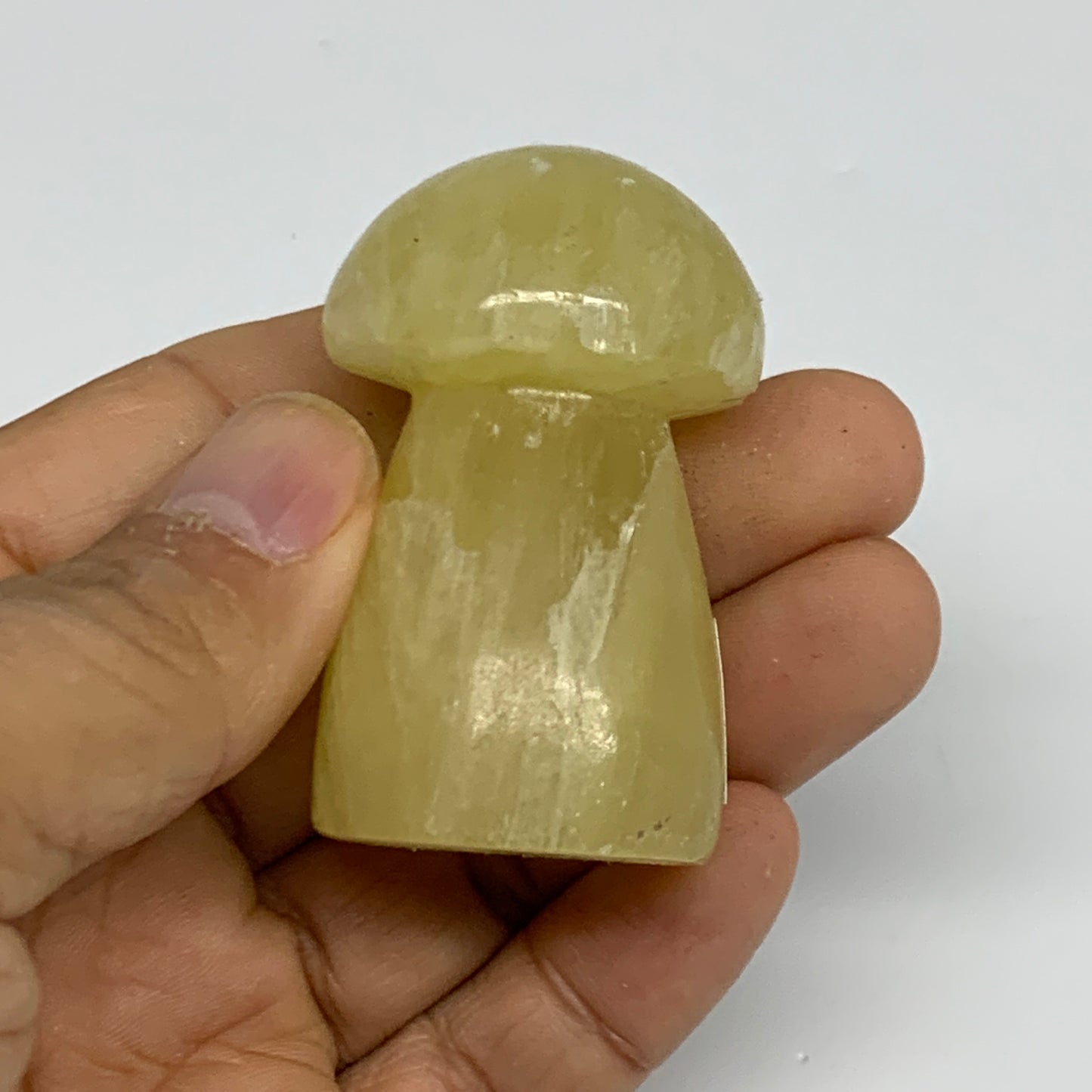 87.6g, 2"x1.2" Natural Lemon Calcite Mushroom Gemstone @Pakistan, B31675