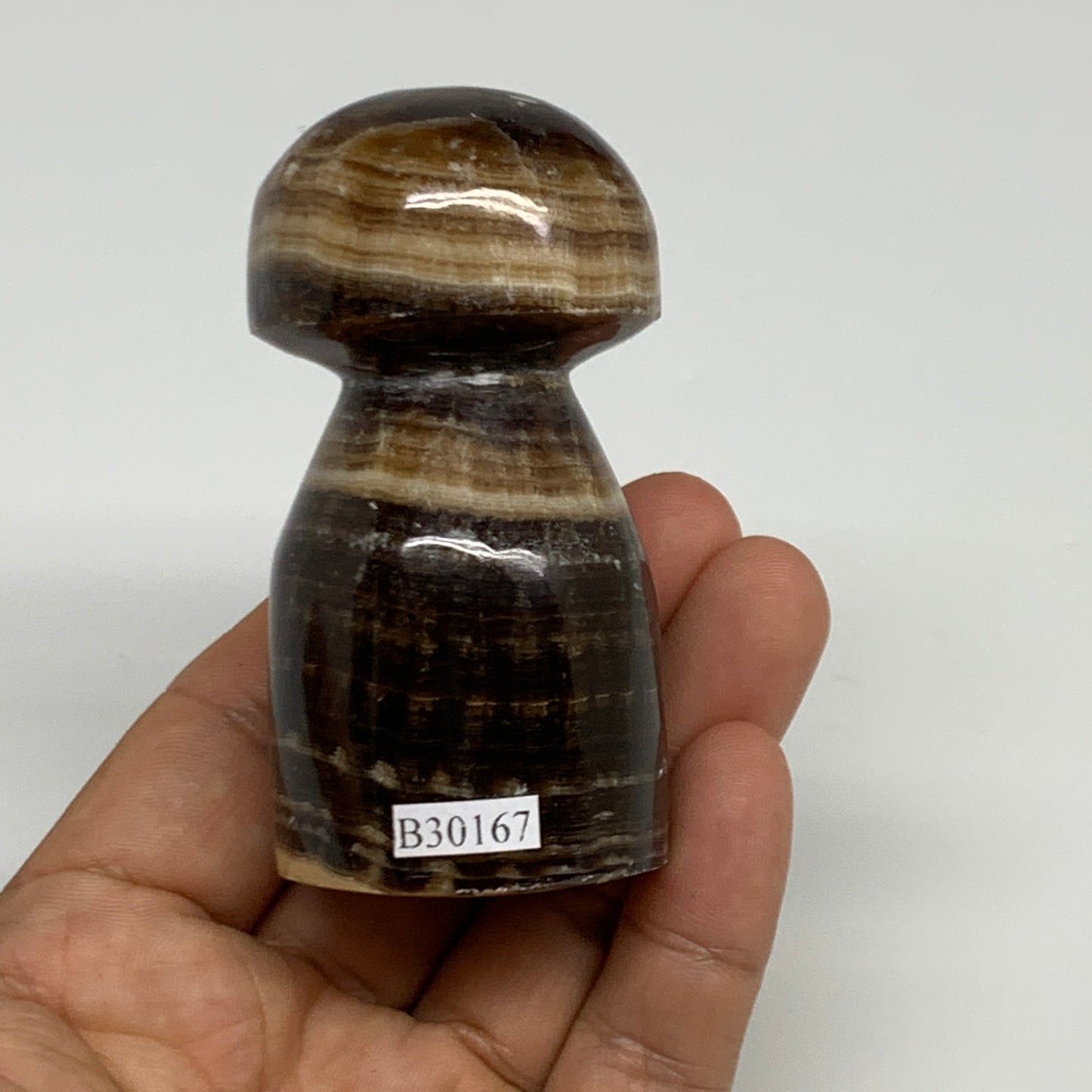 179.7g, 2.9"x1.5" Natural Chocolate Calcite Mushroom Gemstone @Pakistan, B30167