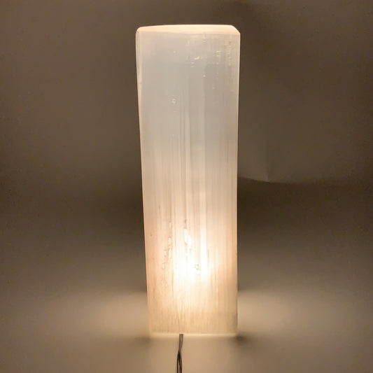 11.6 lbs. 11.75"x3.5", Rectangle Selenite (Satin Spar) Lamp, w/6ft Chord, B35794