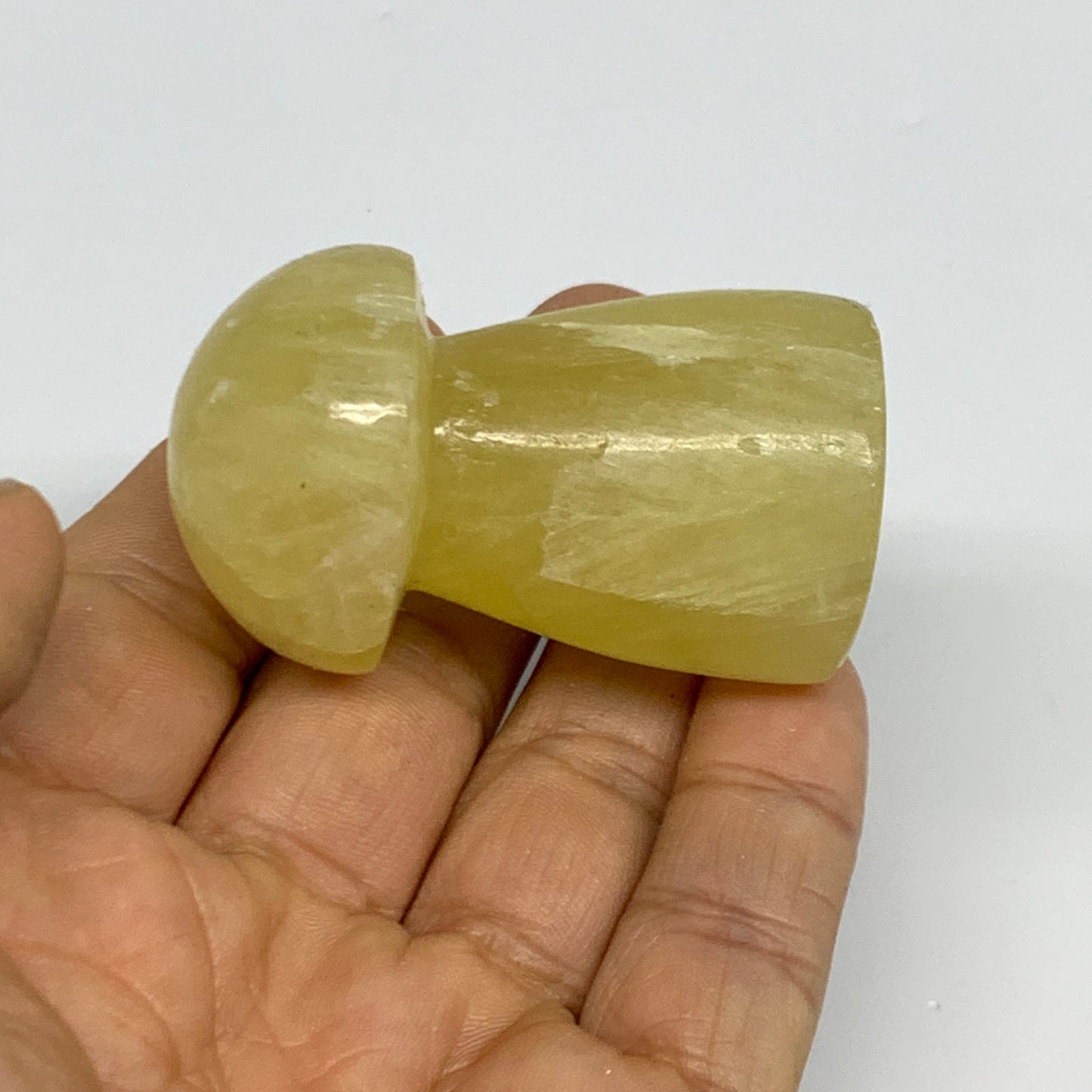 87.6g, 2"x1.2" Natural Lemon Calcite Mushroom Gemstone @Pakistan, B31675
