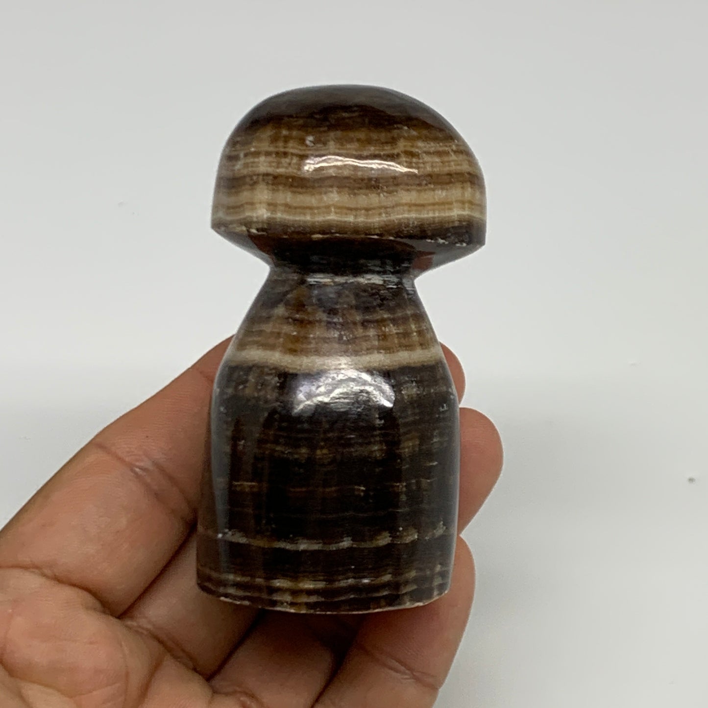 179.7g, 2.9"x1.5" Natural Chocolate Calcite Mushroom Gemstone @Pakistan, B30167