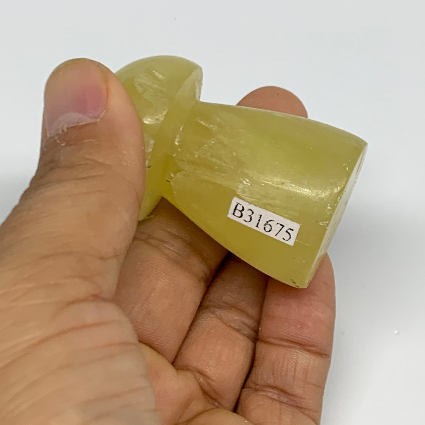 87.6g, 2"x1.2" Natural Lemon Calcite Mushroom Gemstone @Pakistan, B31675