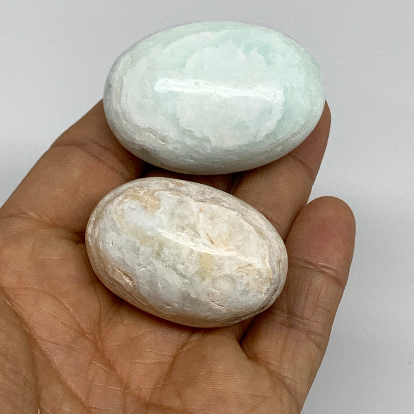 103.6g, 1.6"-1.9", 2pcs, Caribbean Calcite Palm-Stone @Afghanistan, B33701