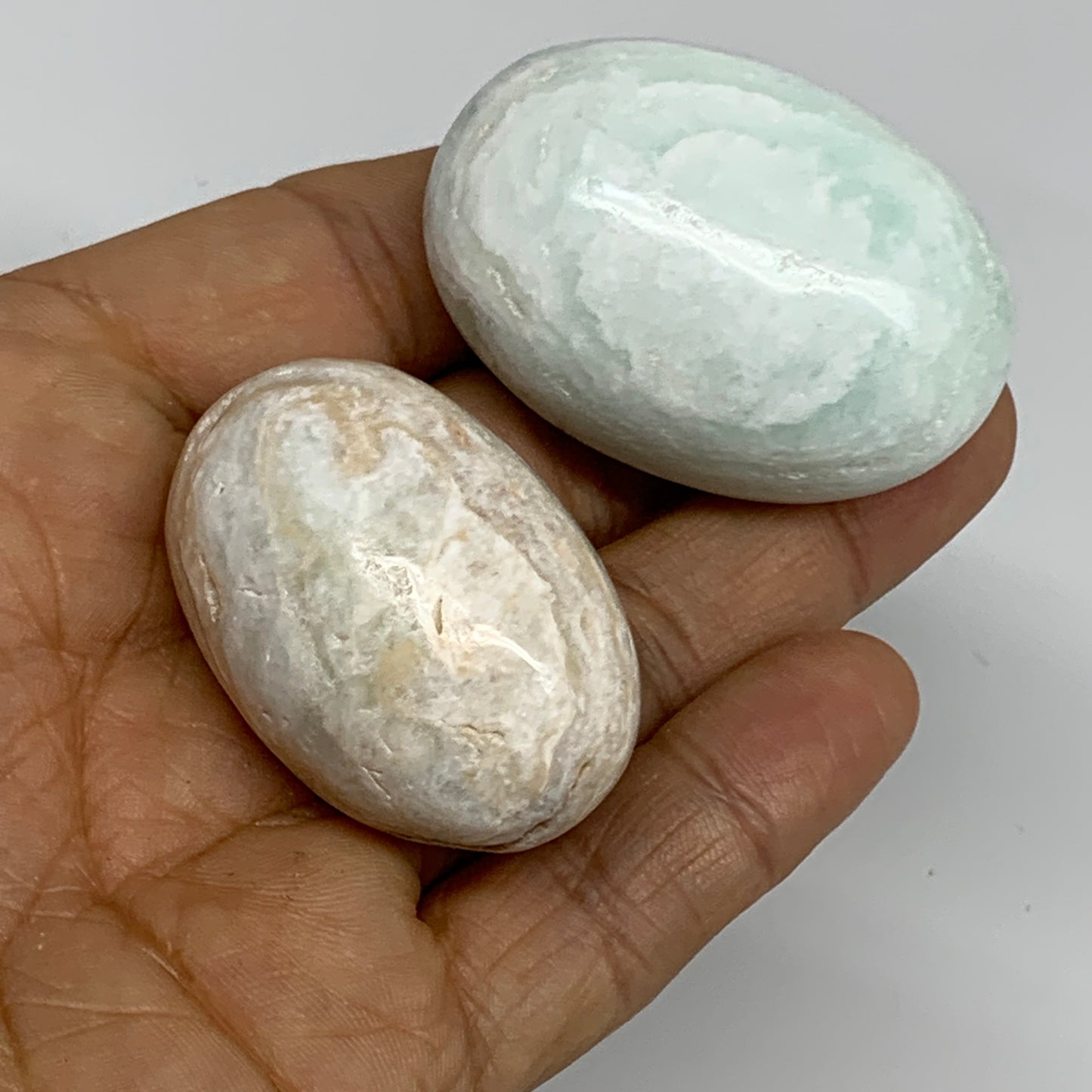 103.6g, 1.6"-1.9", 2pcs, Caribbean Calcite Palm-Stone @Afghanistan, B33701