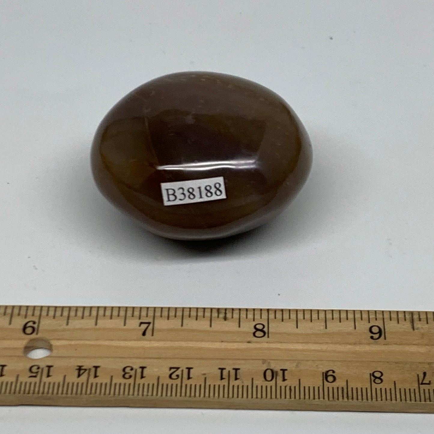 115.7g, 2.1"x1.8"x1.4" Natural Ocean Jasper Palm-Stone Orbicular Jasper, B38188