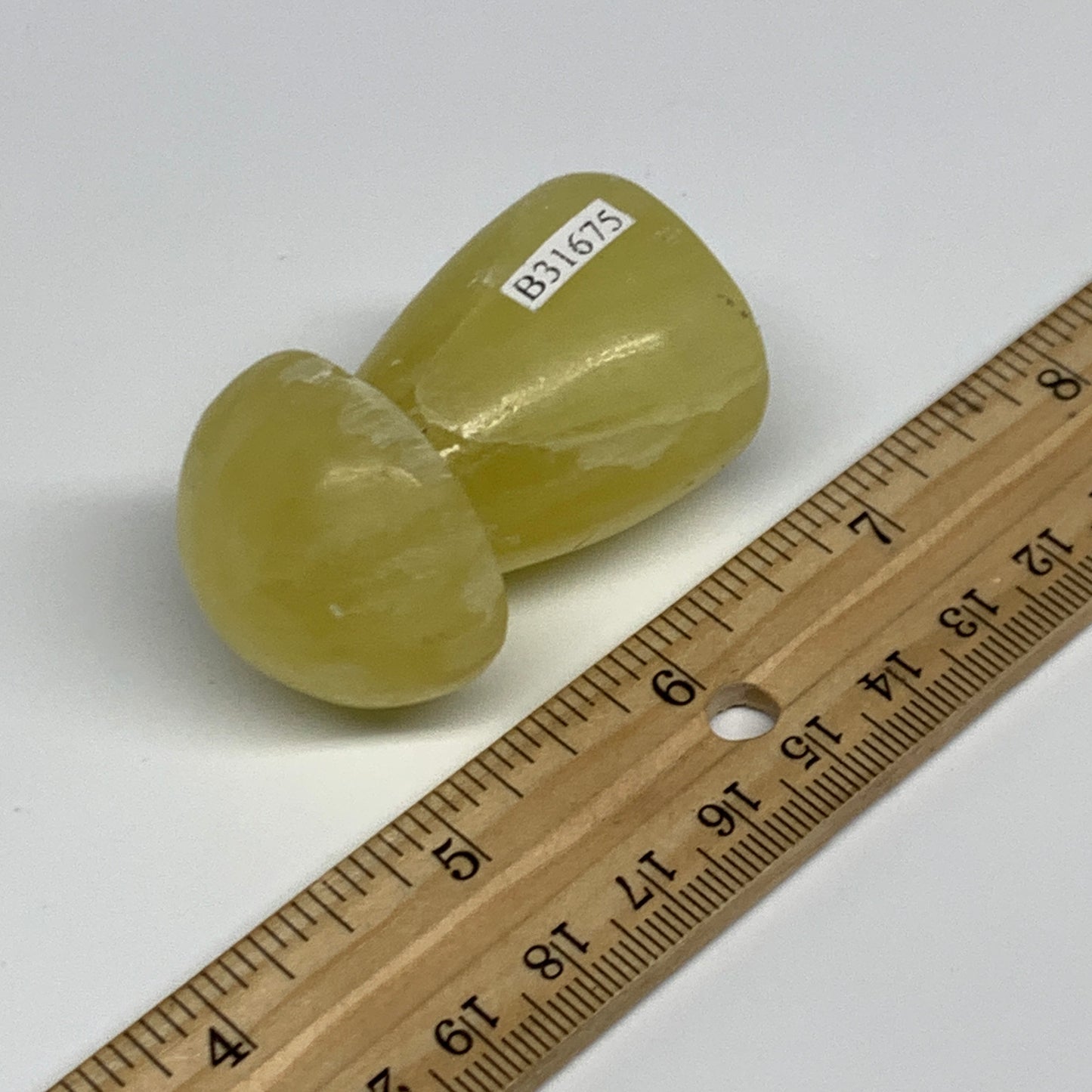 87.6g, 2"x1.2" Natural Lemon Calcite Mushroom Gemstone @Pakistan, B31675