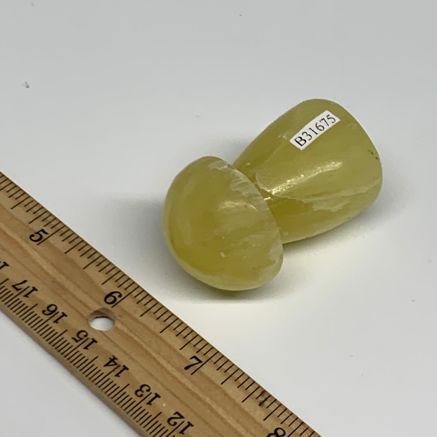 87.6g, 2"x1.2" Natural Lemon Calcite Mushroom Gemstone @Pakistan, B31675