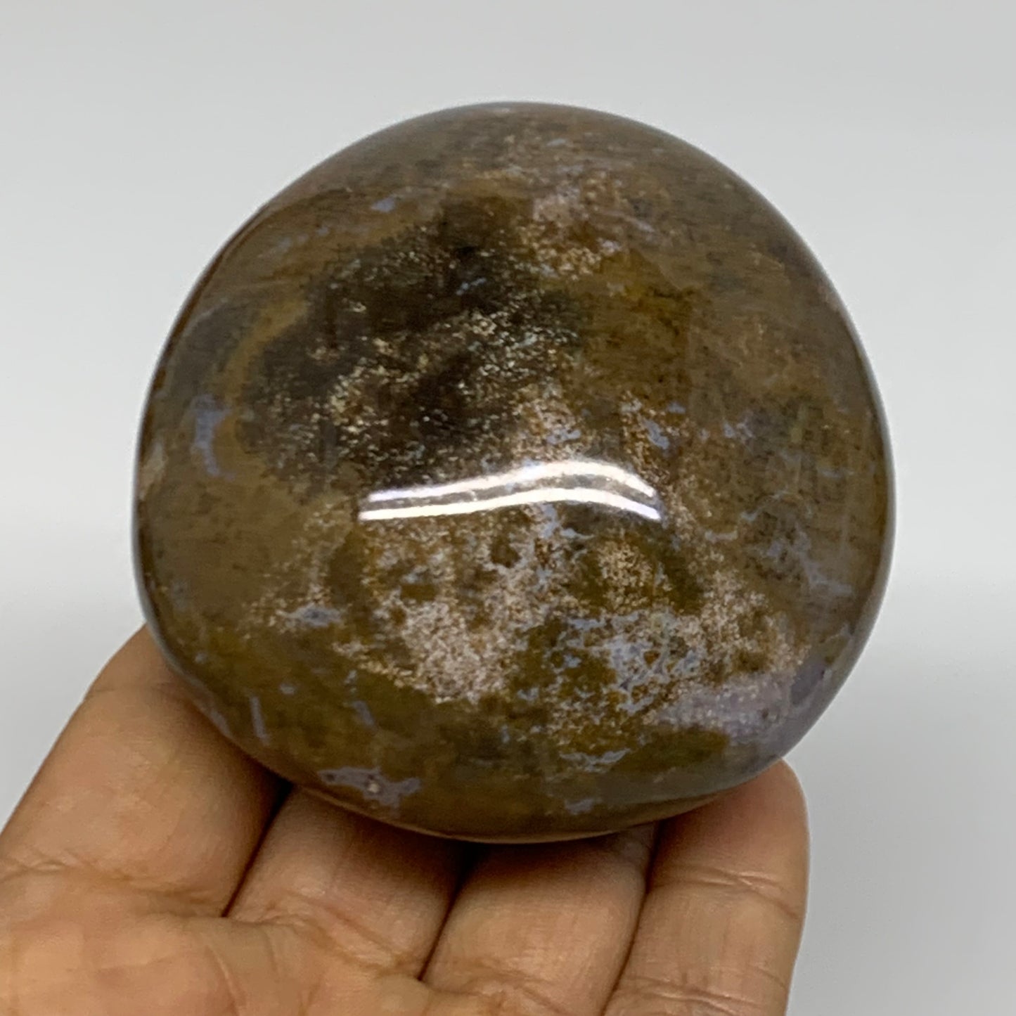 261g, 2.8"x2.7"x1.7" Natural Ocean Jasper Palm-Stone Orbicular Jasper, B38189