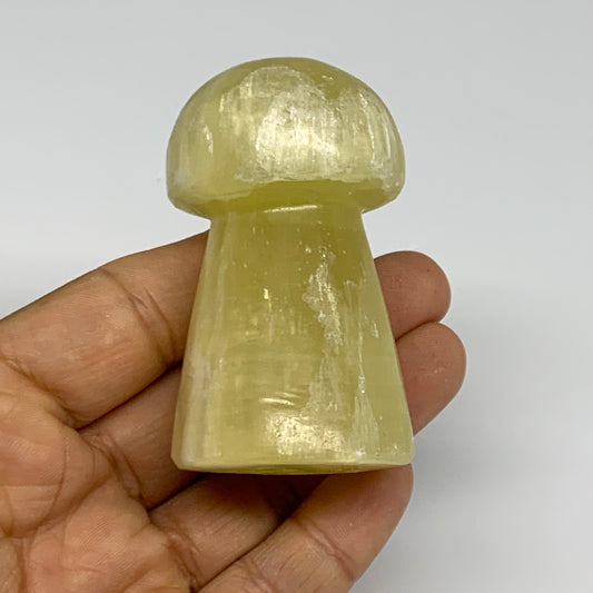 151.5g, 2.5"x1.4" Natural Lemon Calcite Mushroom Gemstone @Pakistan, B31674