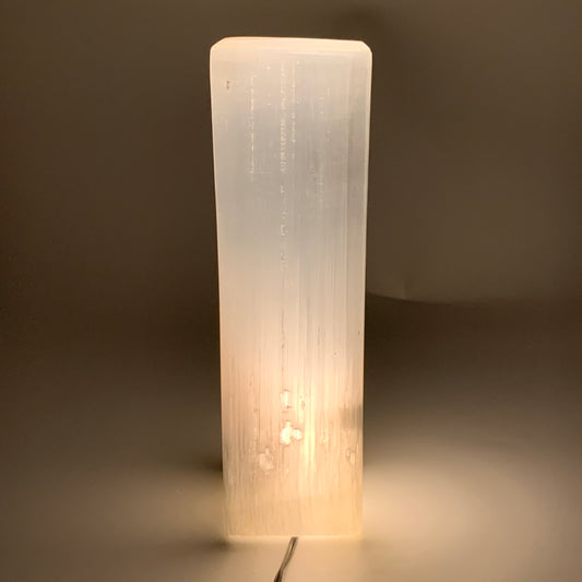 11.1 lbs. 11.5"x3.5", Rectangle Selenite (Satin Spar) Lamp, w/6ft Chord, B35795